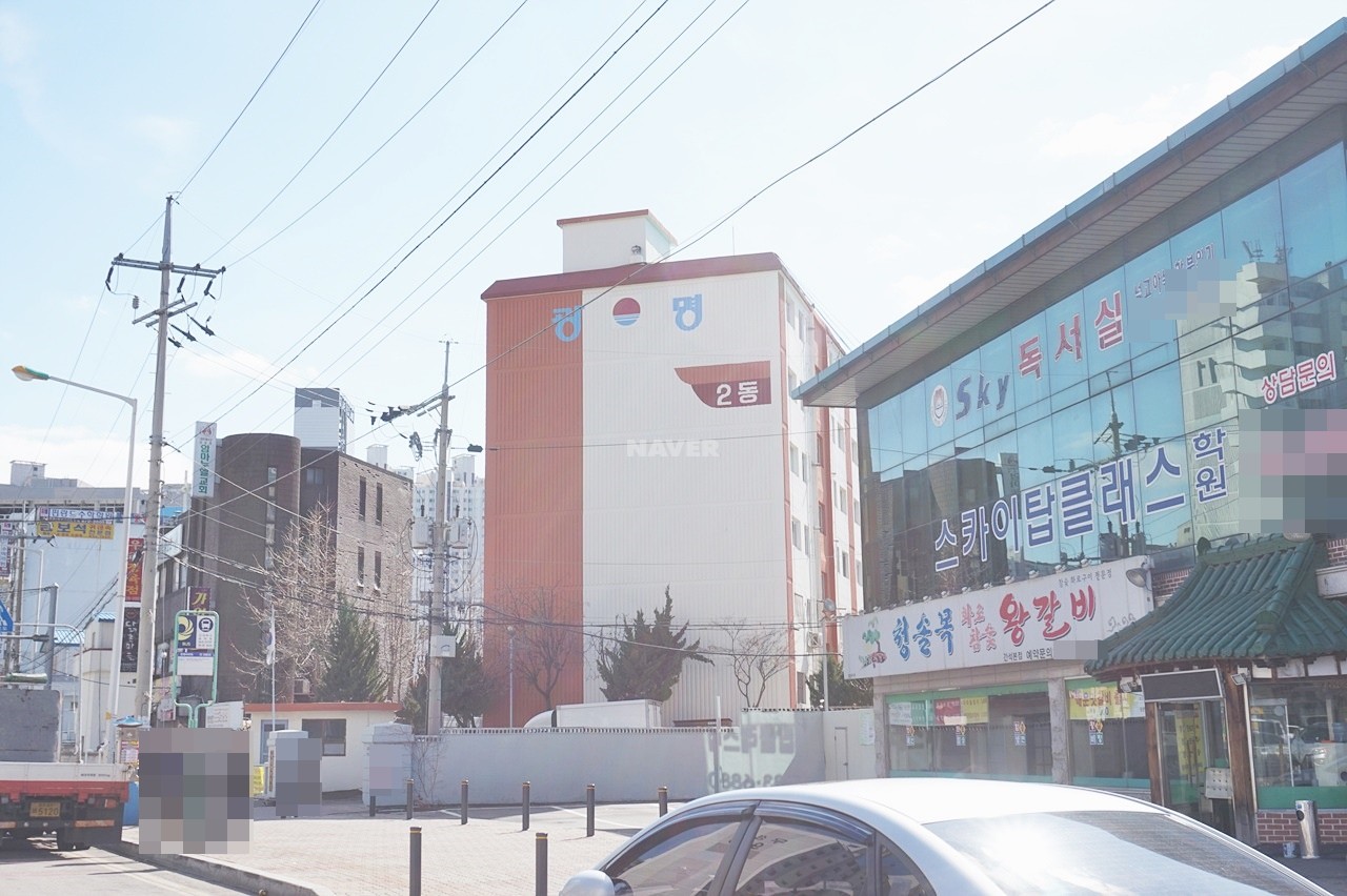Building entrance with signage