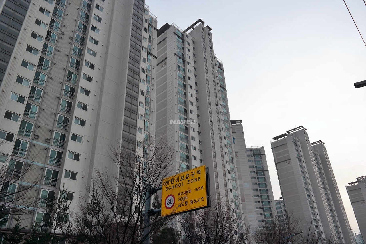Building entrance with signage