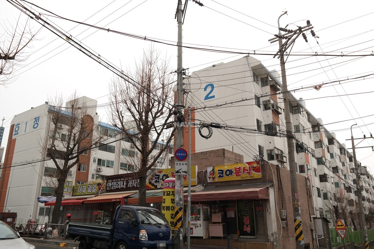 Building entrance with signage