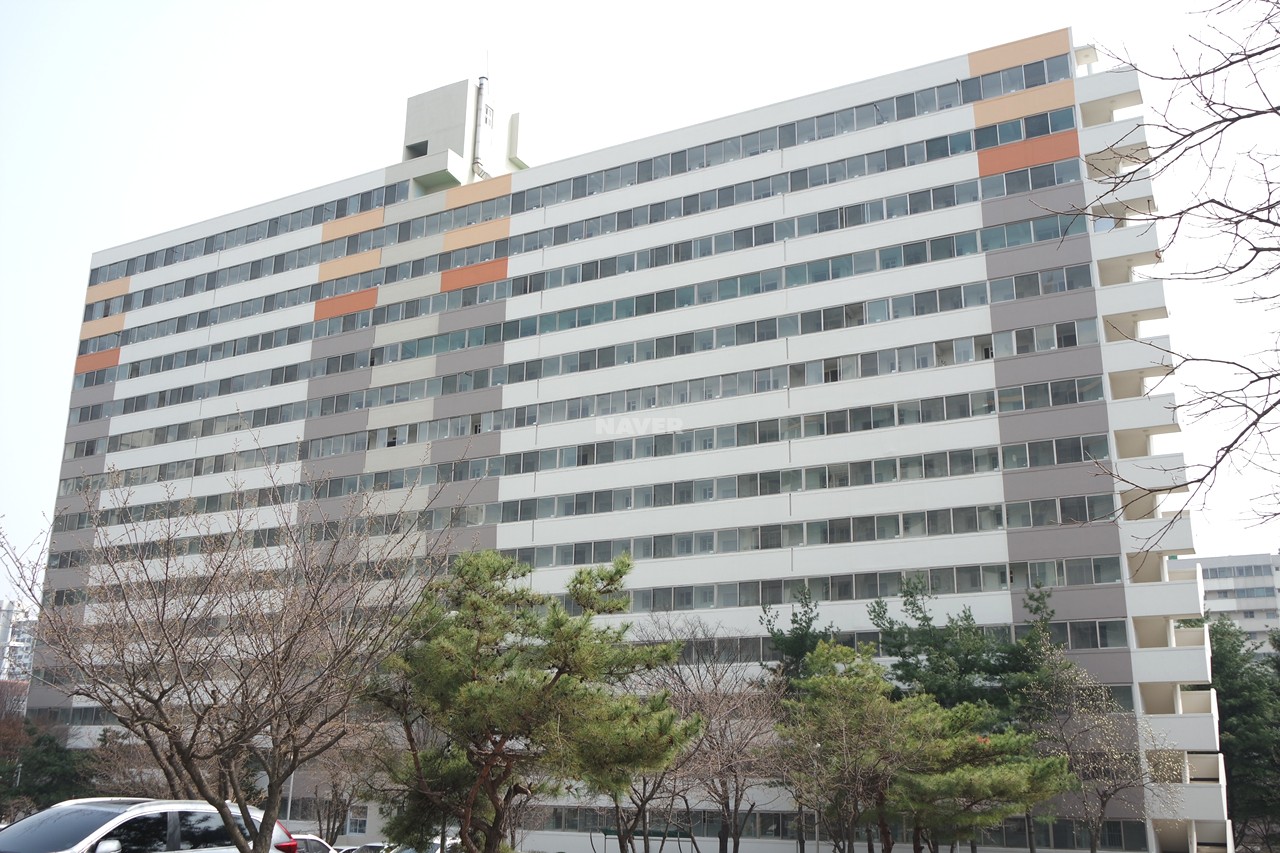 Building entrance with signage