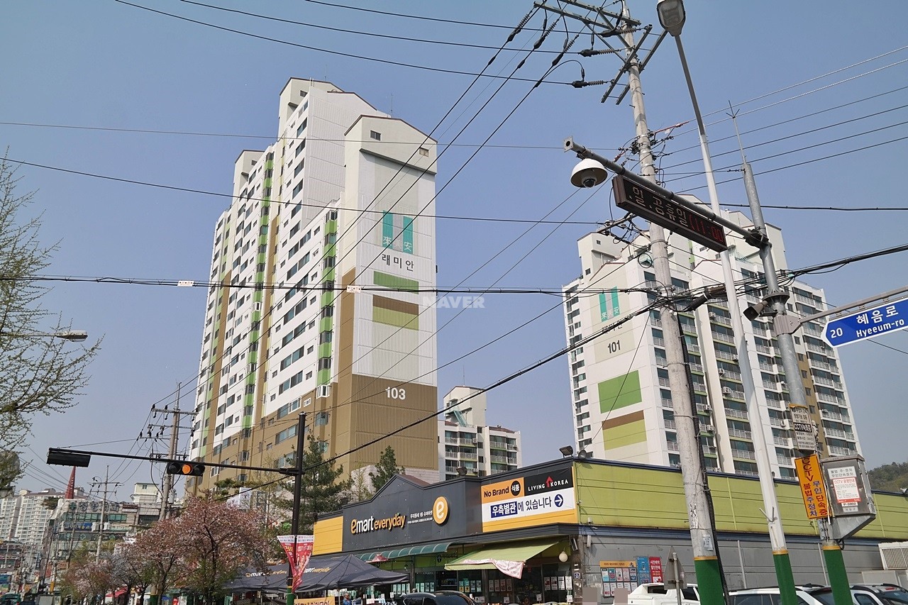 Building entrance with signage