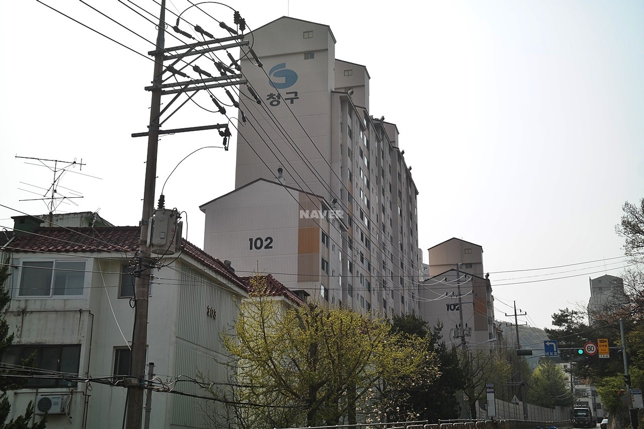 Building entrance with signage