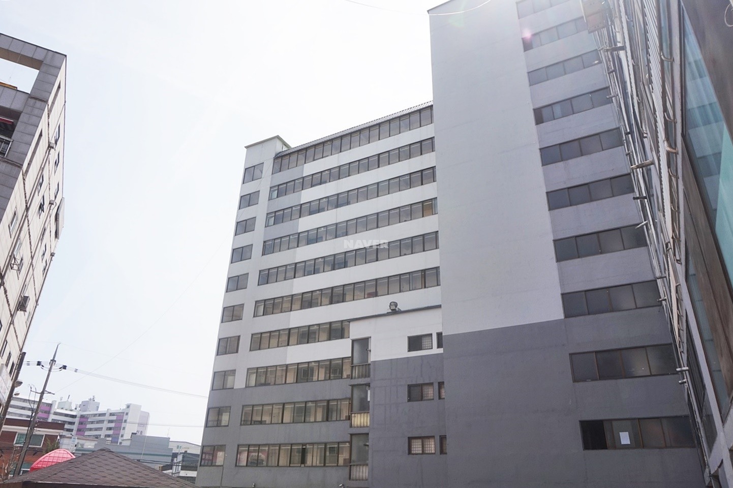 Building entrance with signage