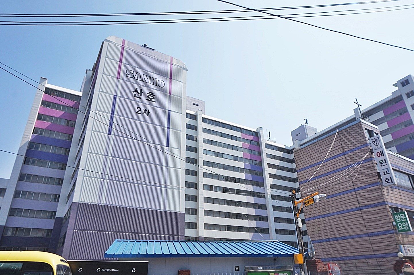 Building entrance with signage
