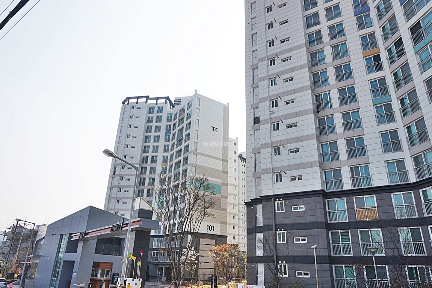 Building entrance with signage