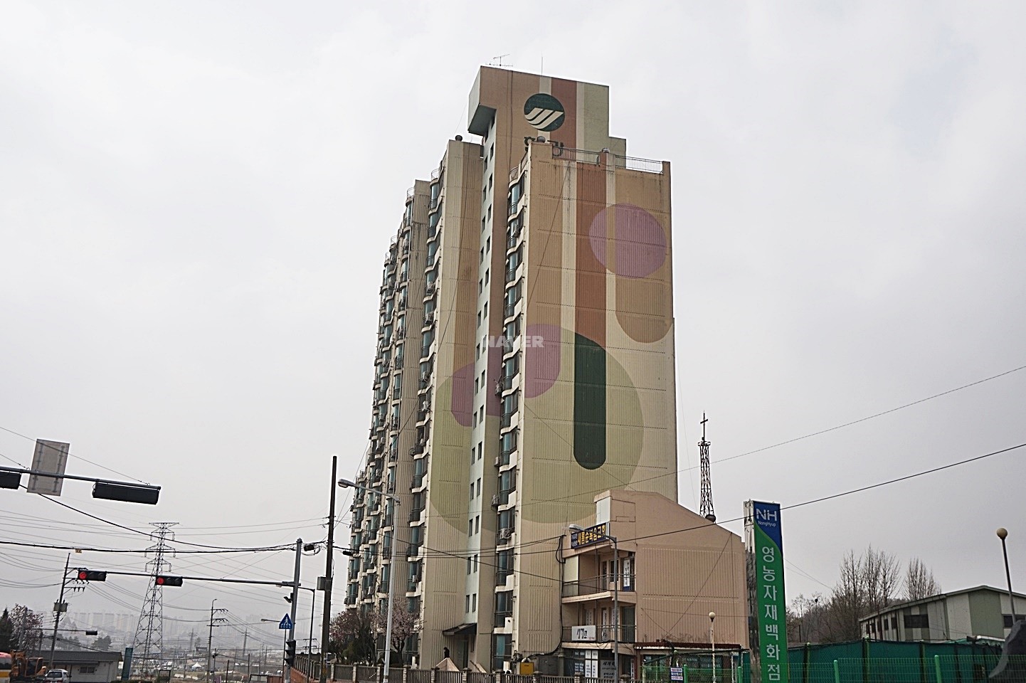 Building entrance with signage