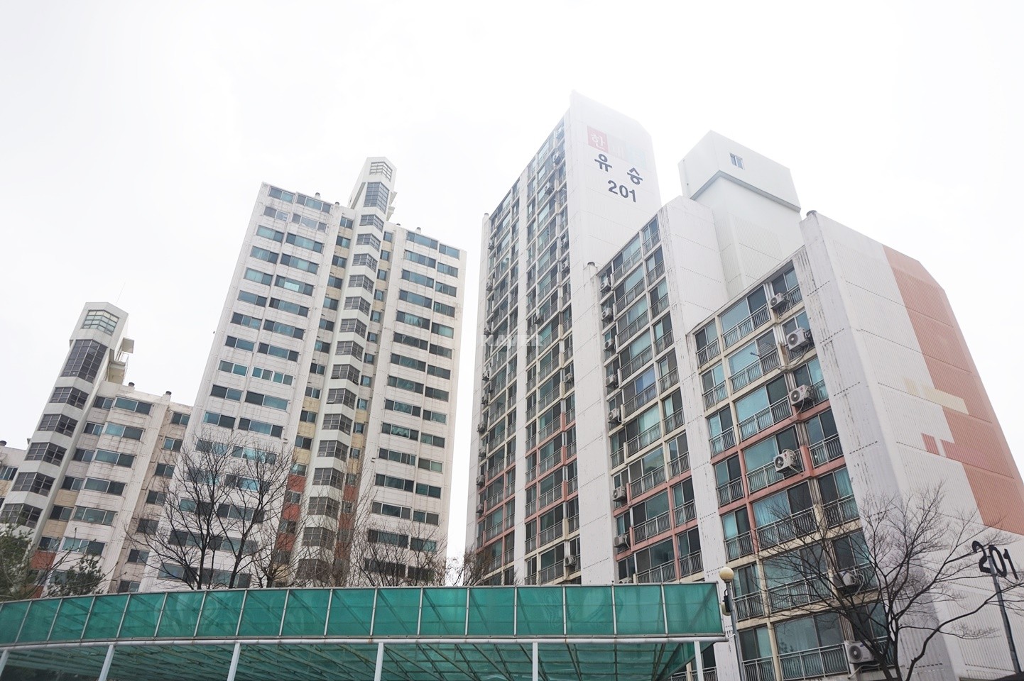 Building entrance with signage