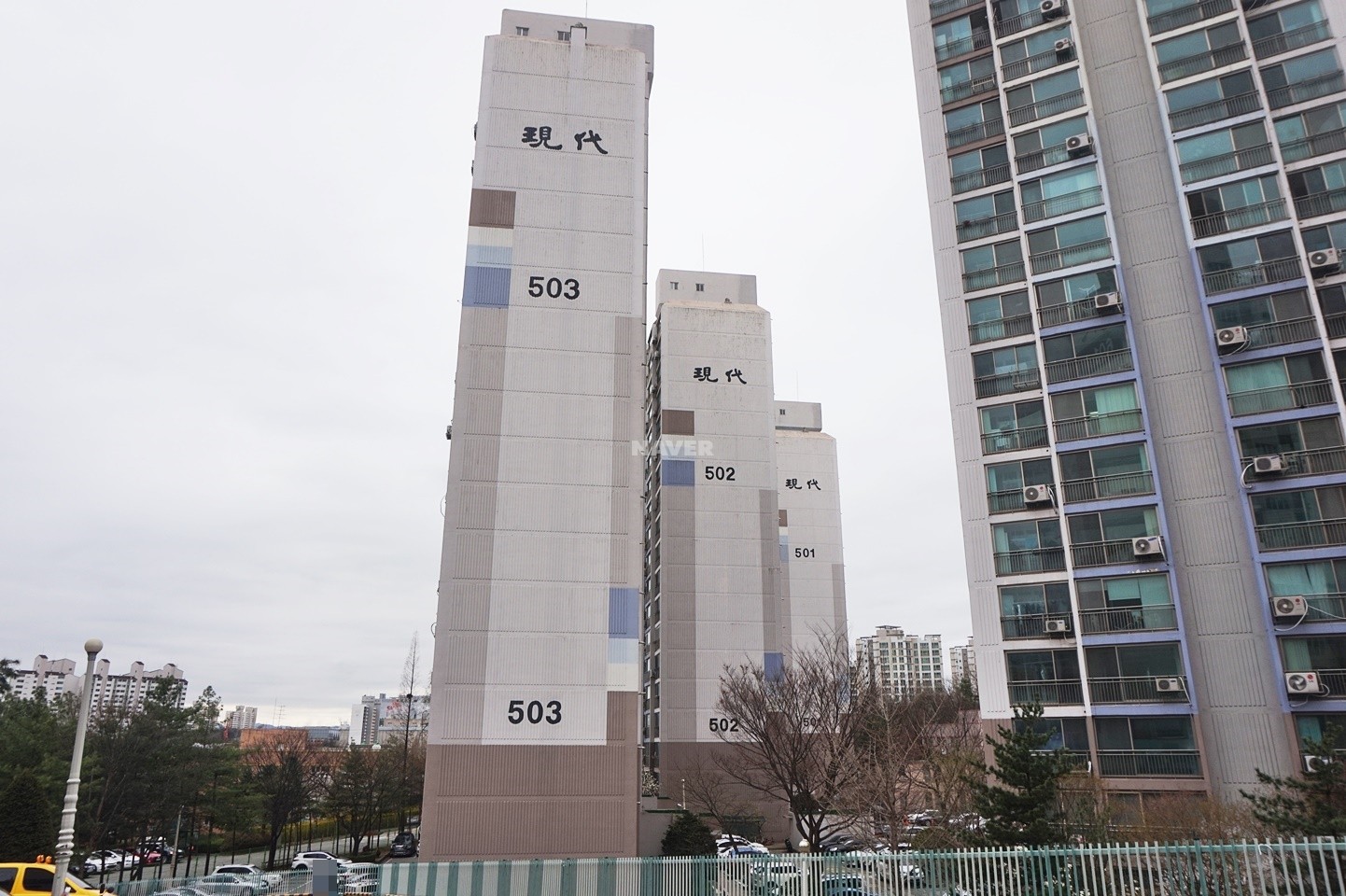 Building entrance with signage