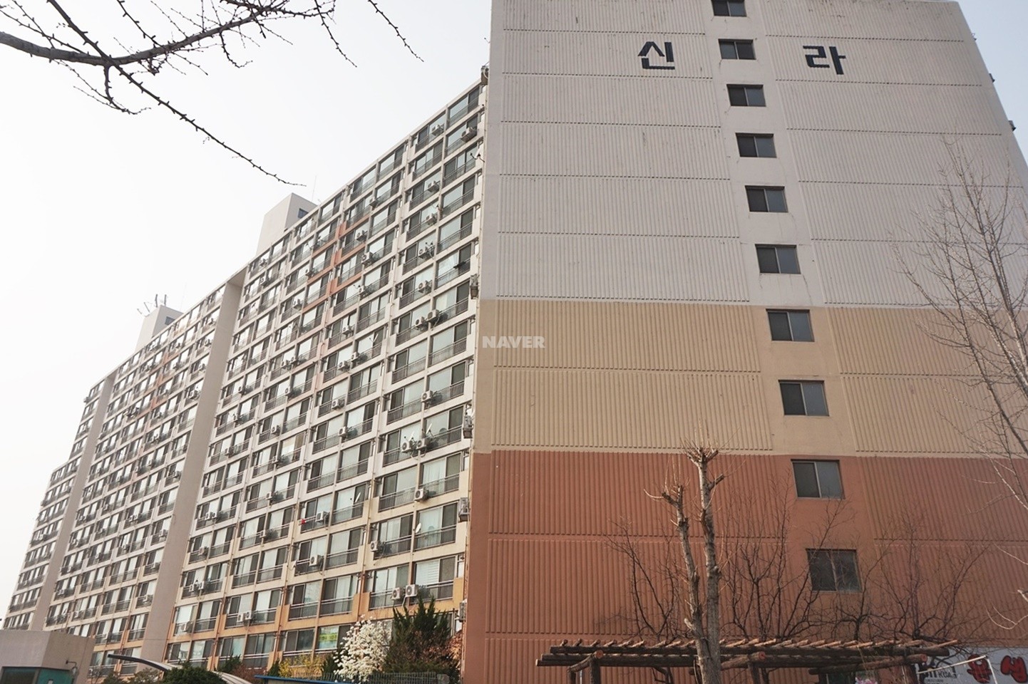 Building entrance with signage