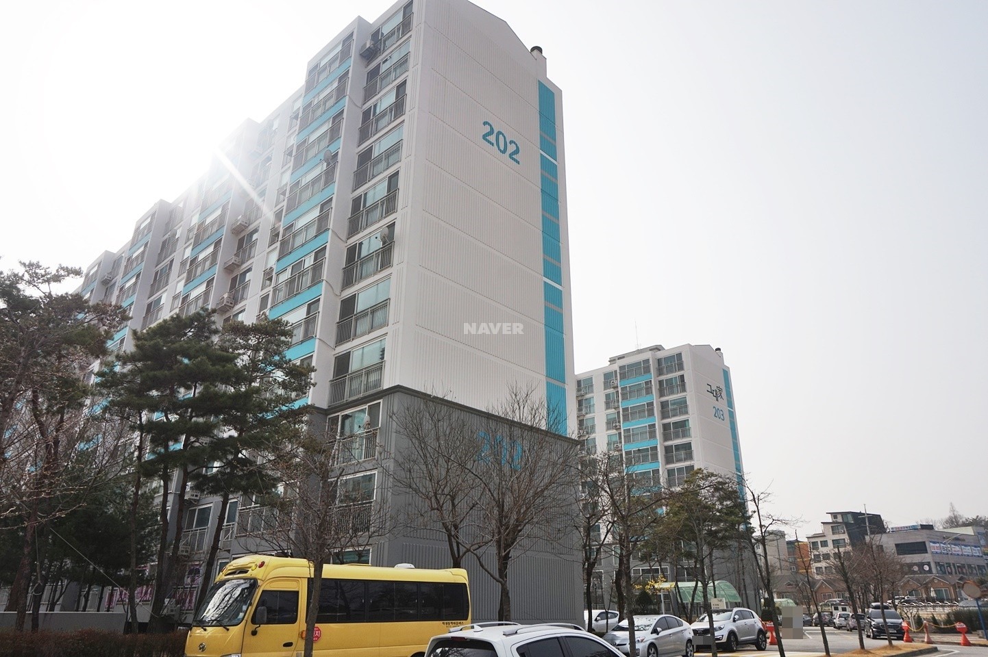 Building entrance with signage