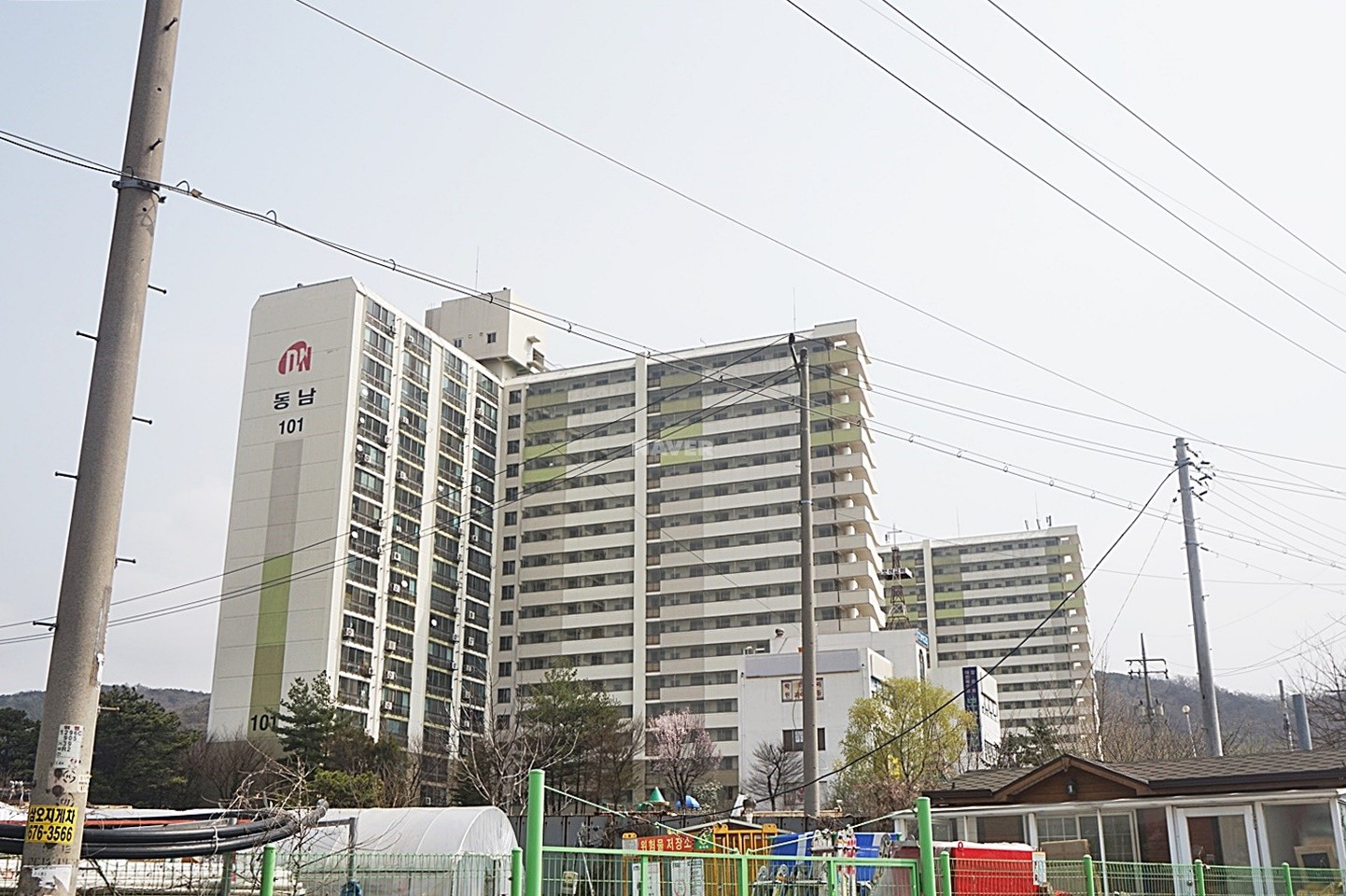 Building entrance with signage