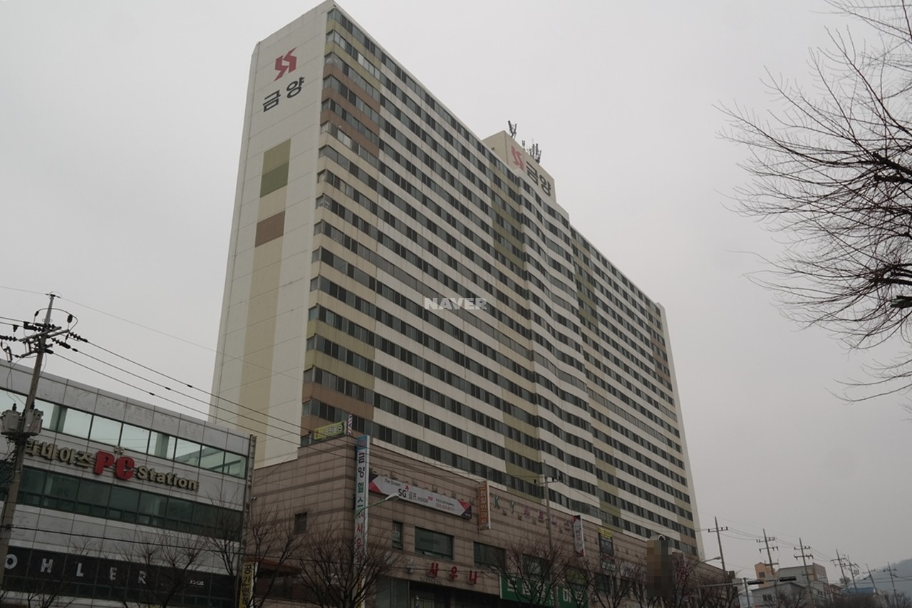 Building entrance with signage