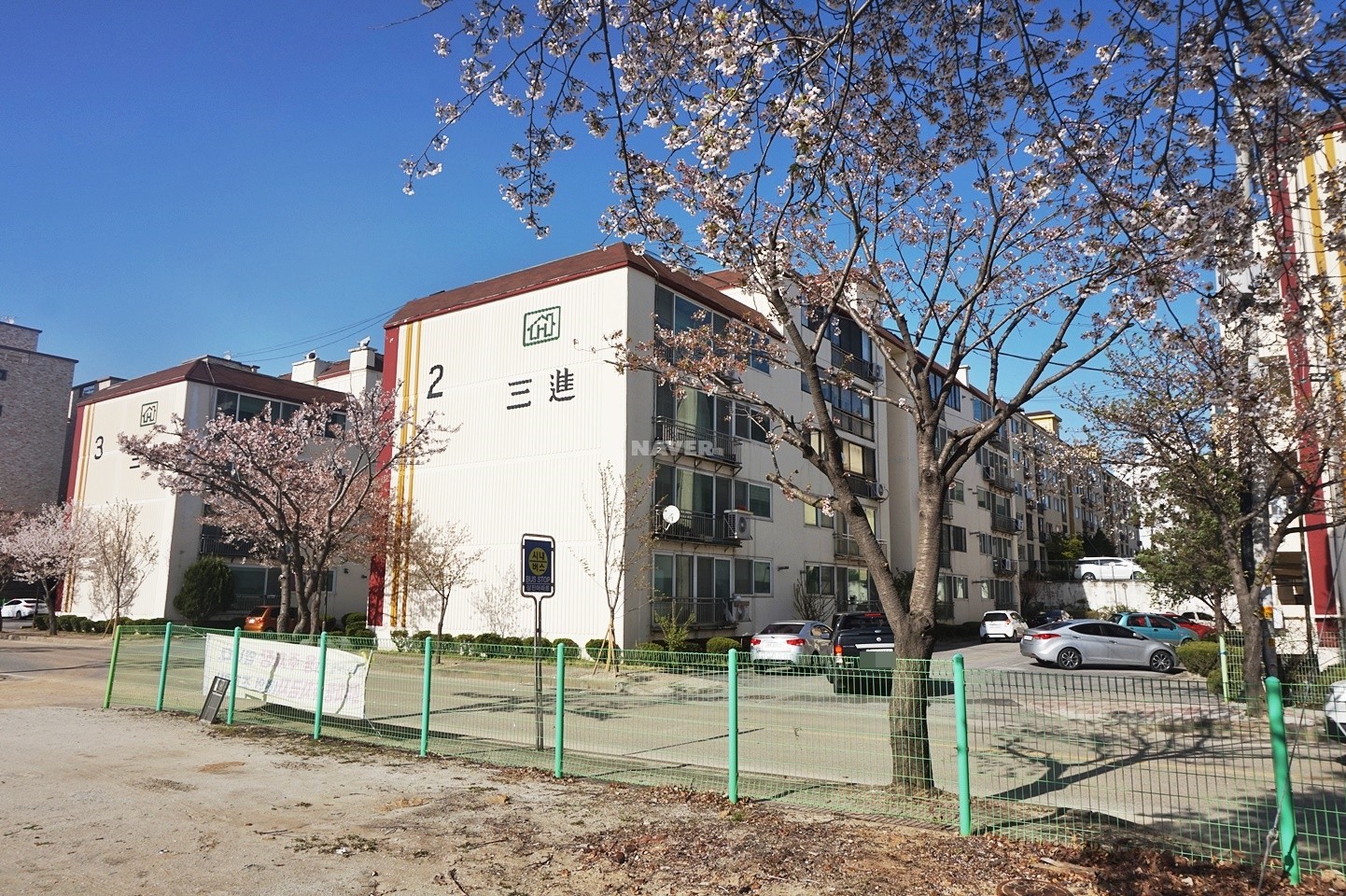 Building entrance with signage