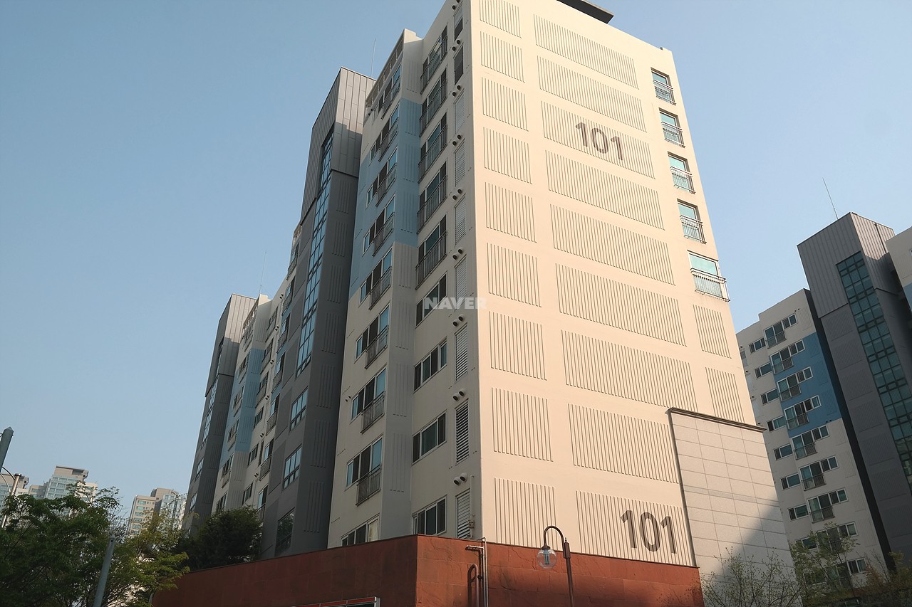 Building entrance with signage