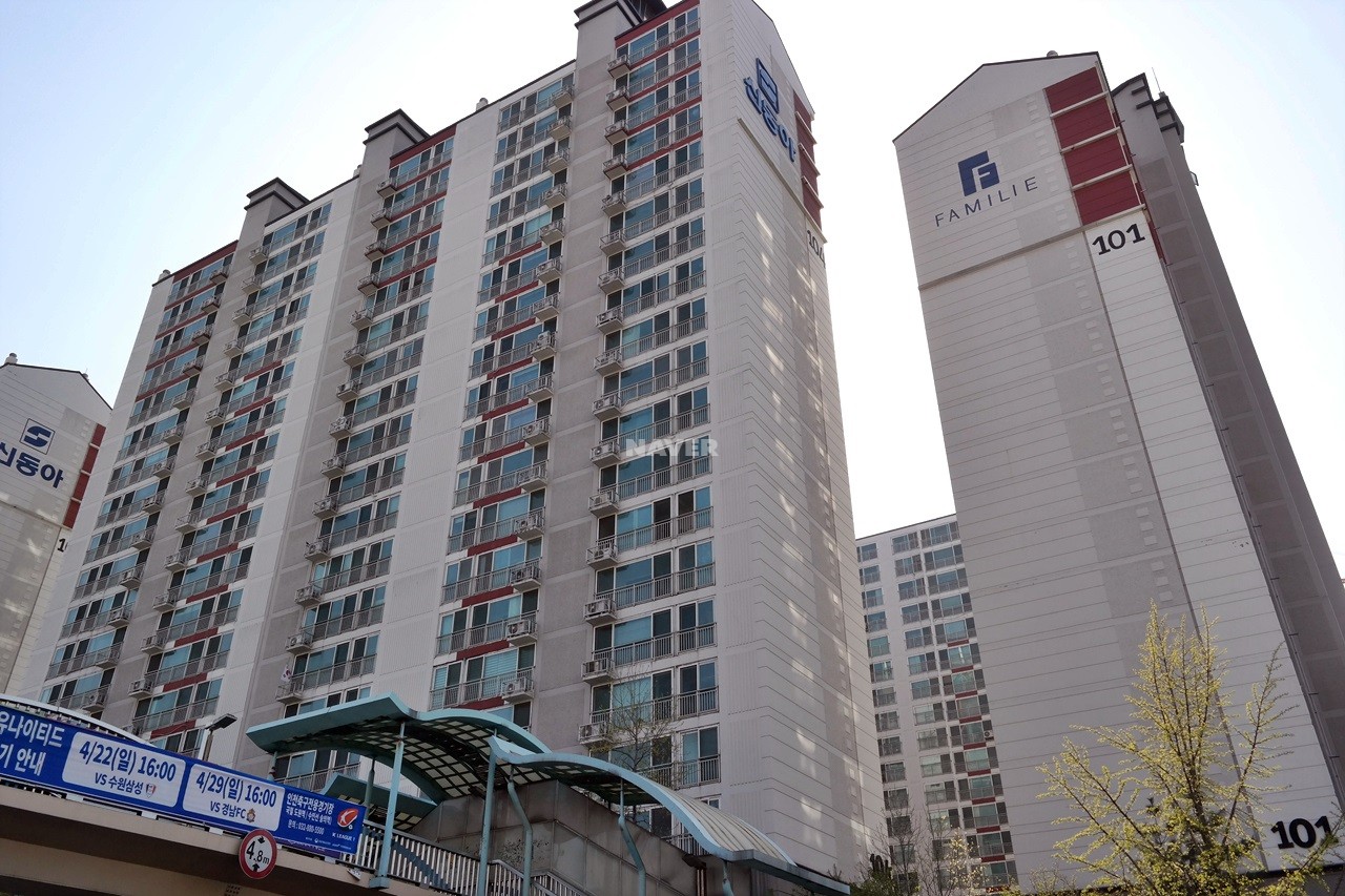 Building entrance with signage