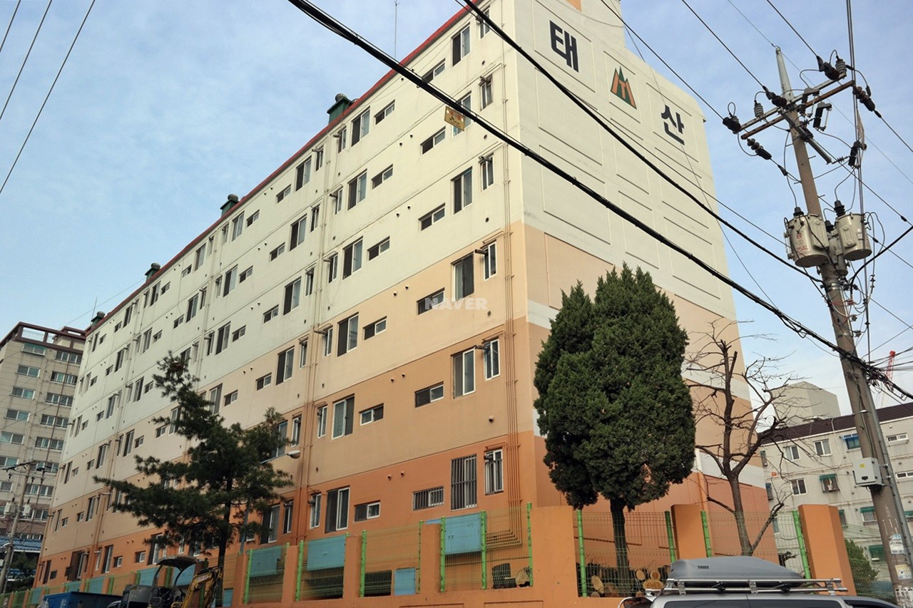 Building entrance with signage