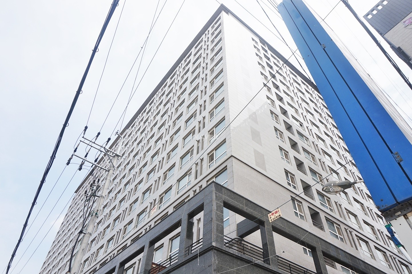 Building entrance with signage