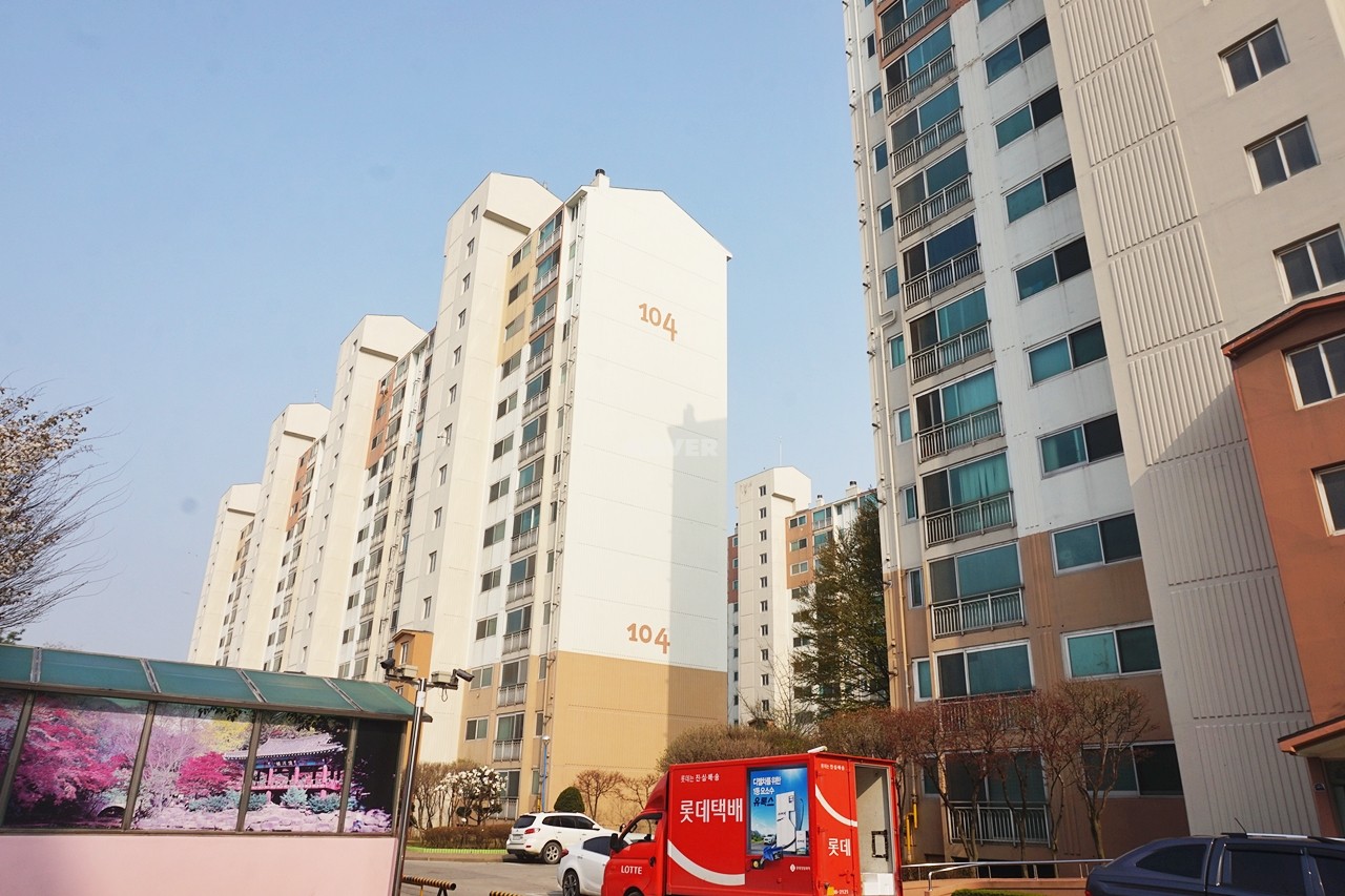 Building entrance with signage
