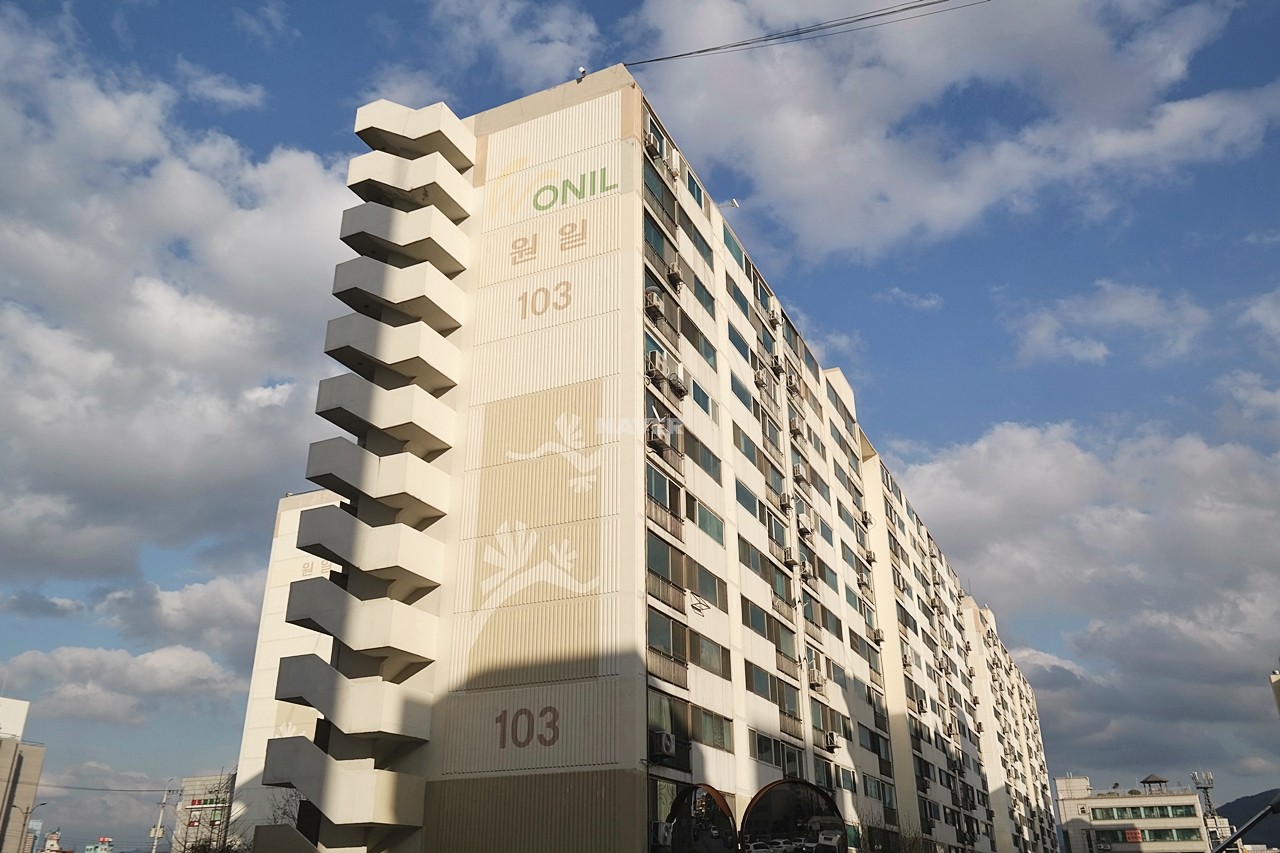 Building entrance with signage