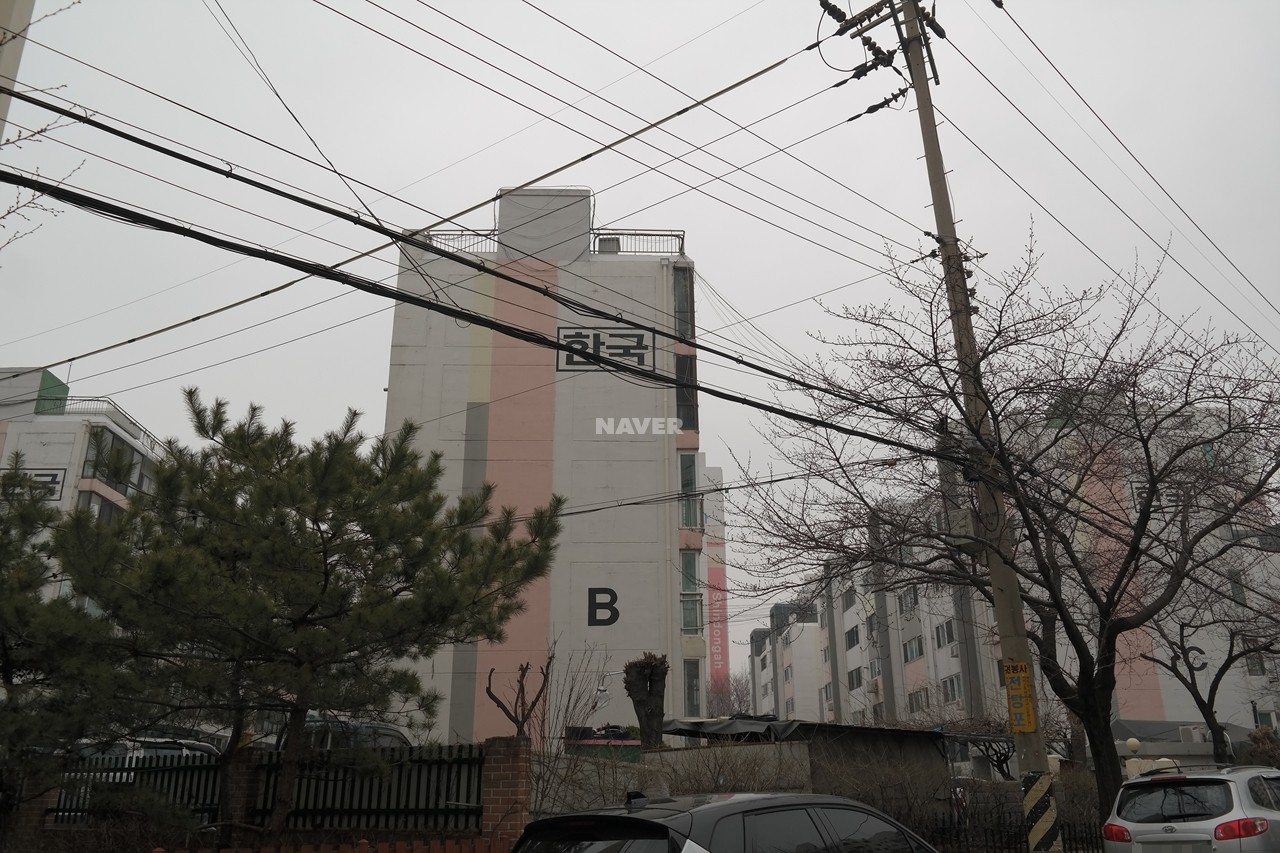 Building entrance with signage