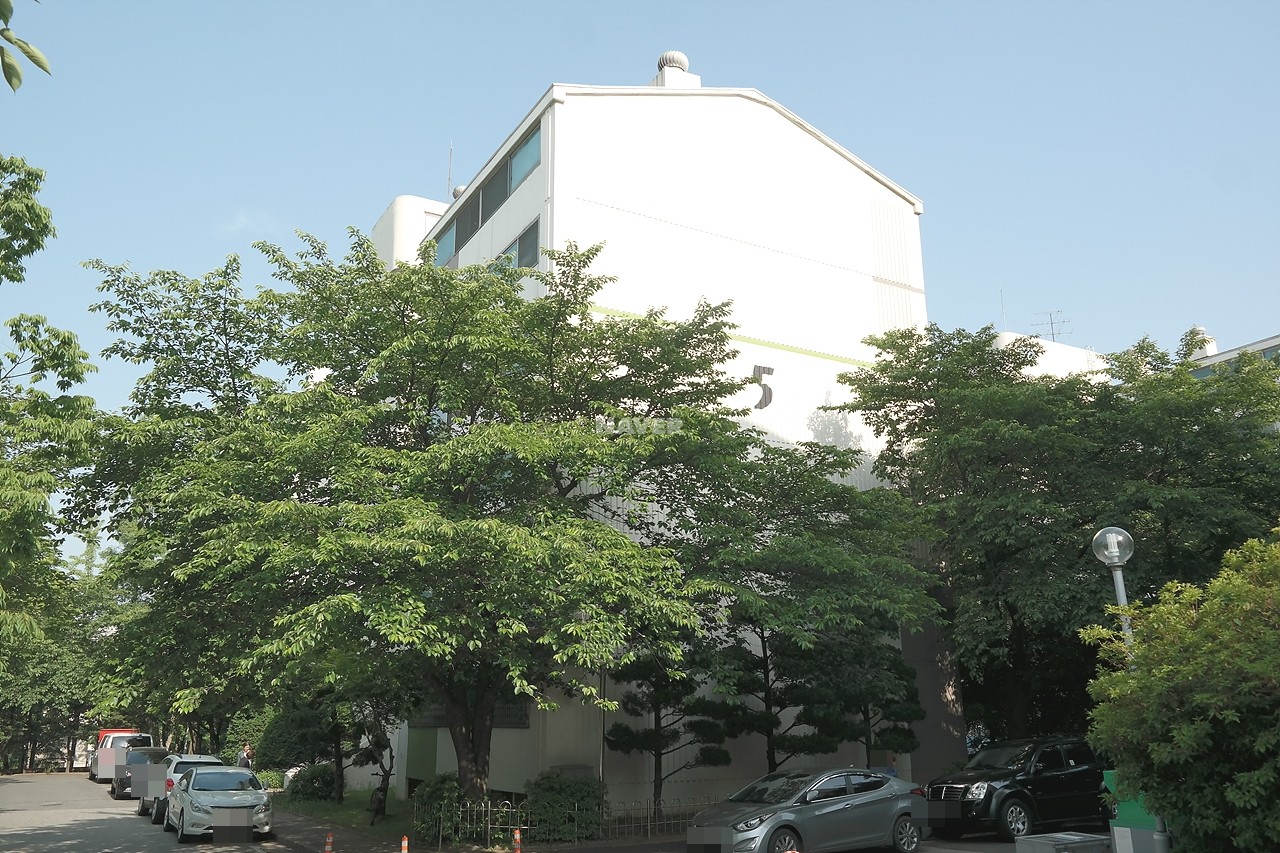 Building entrance with signage