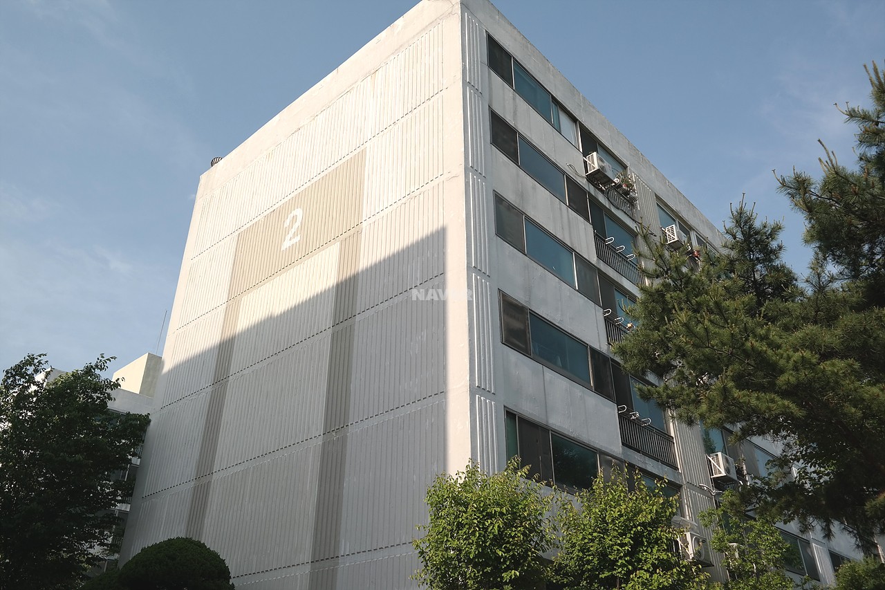 Building entrance with signage