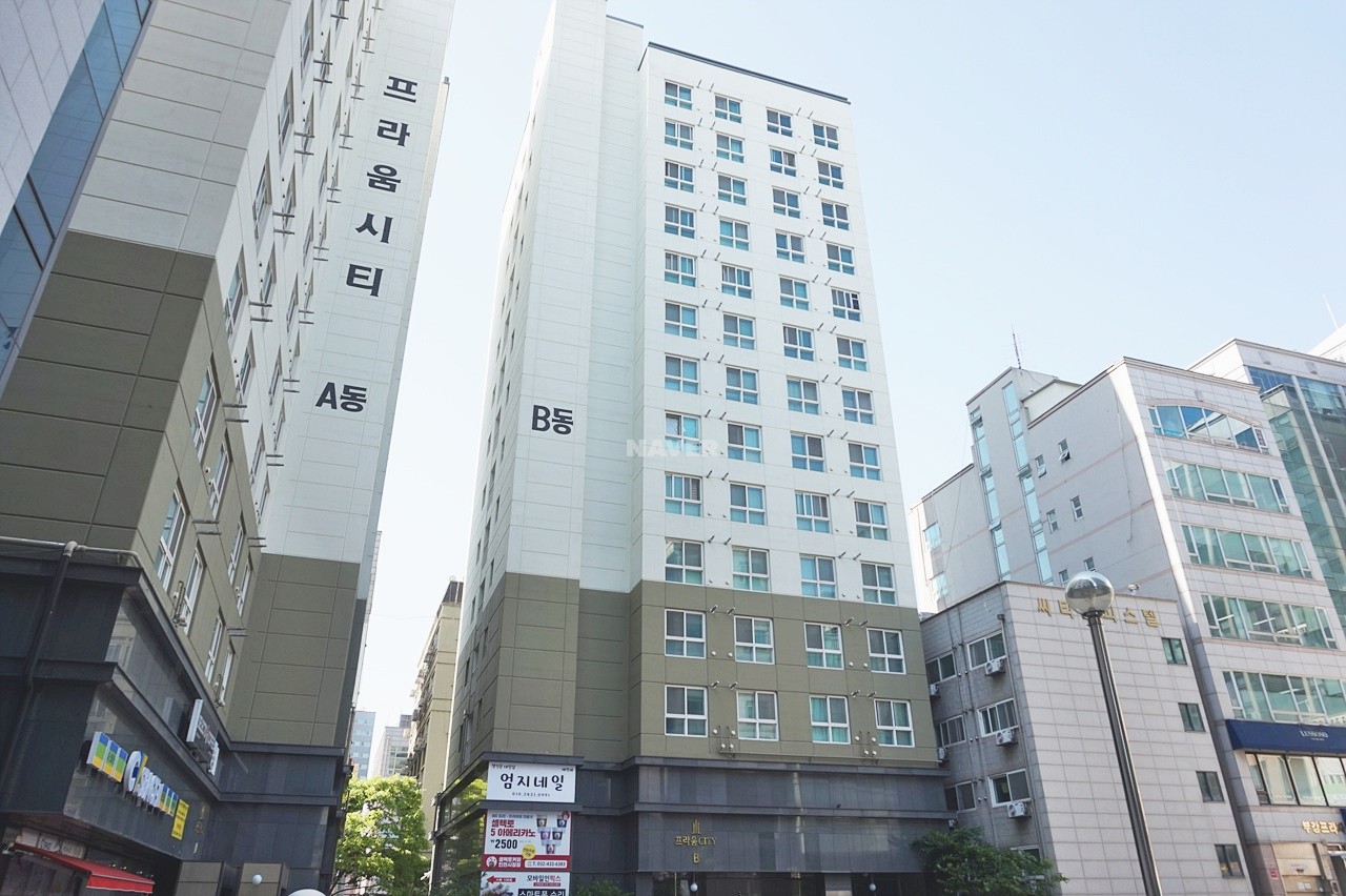 Building entrance with signage
