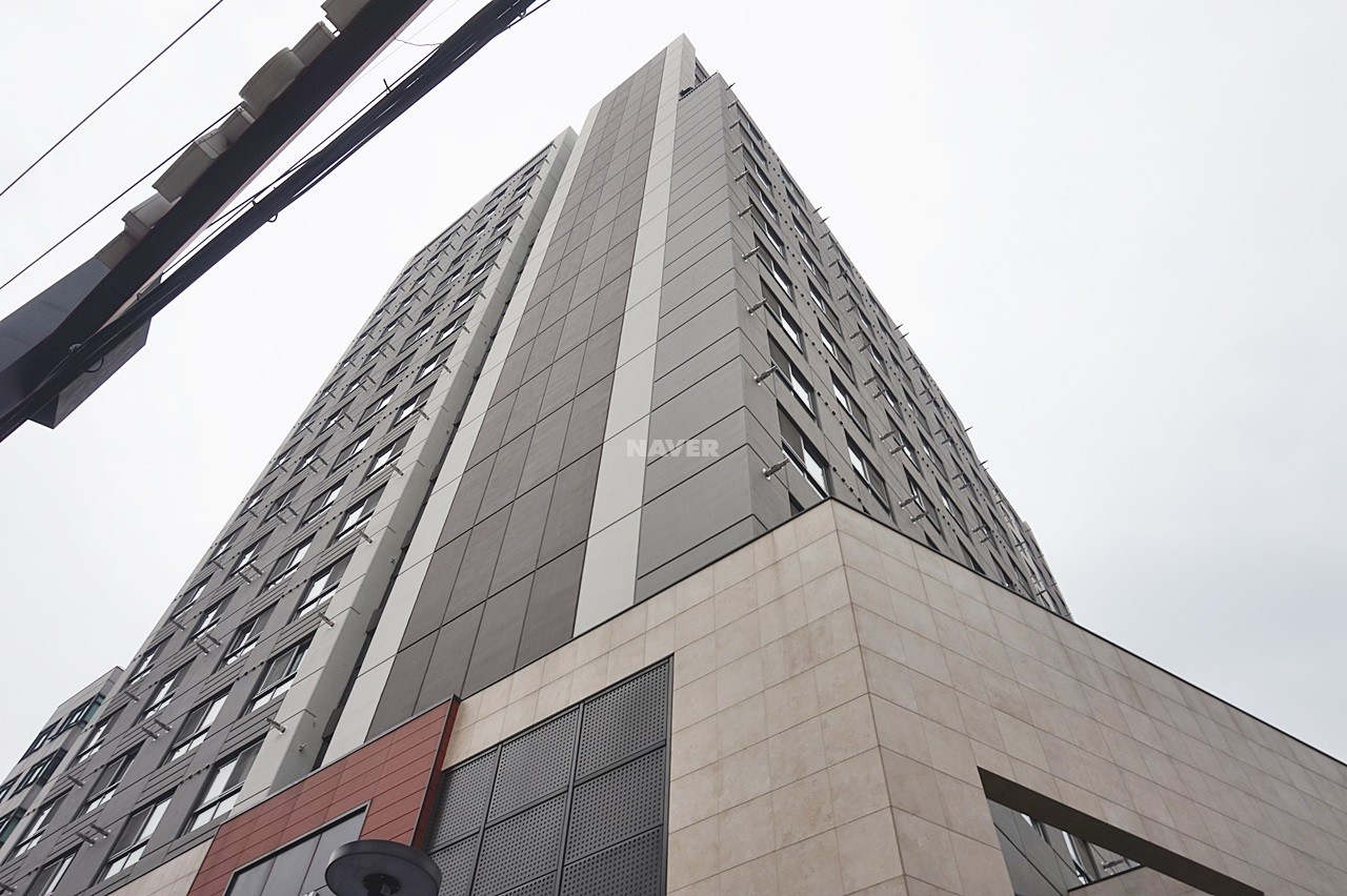Building entrance with signage
