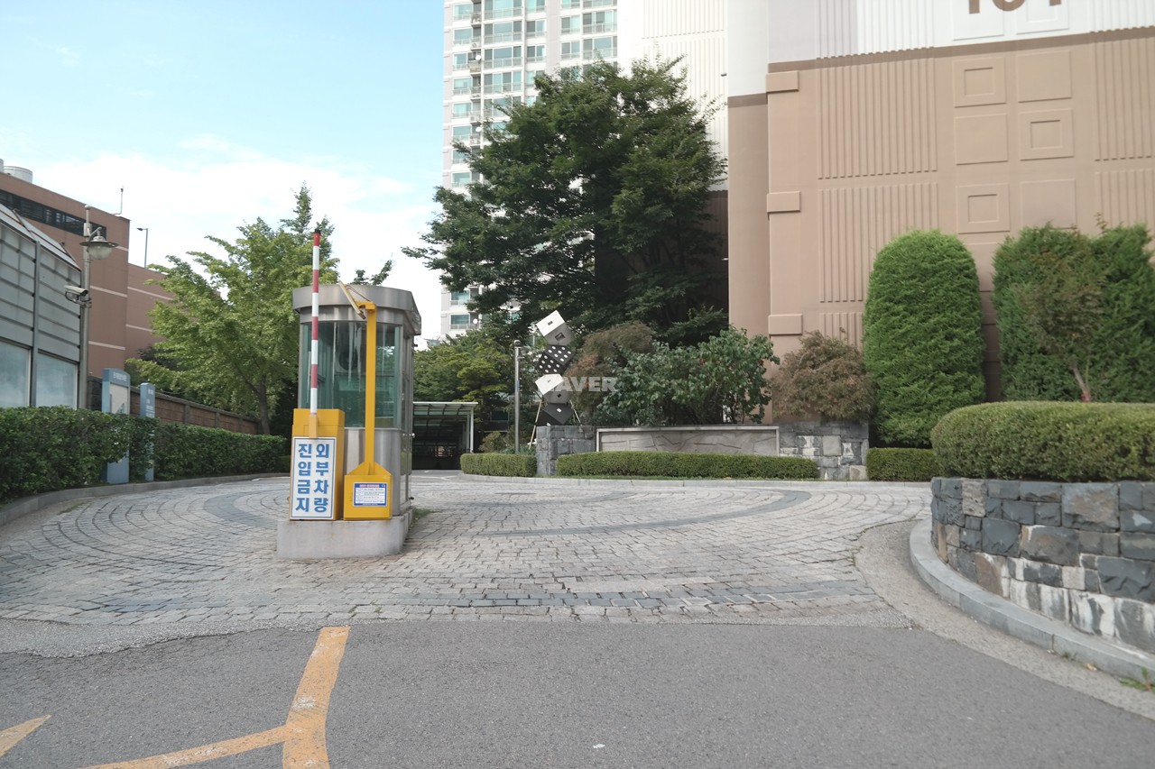 Building entrance with signage