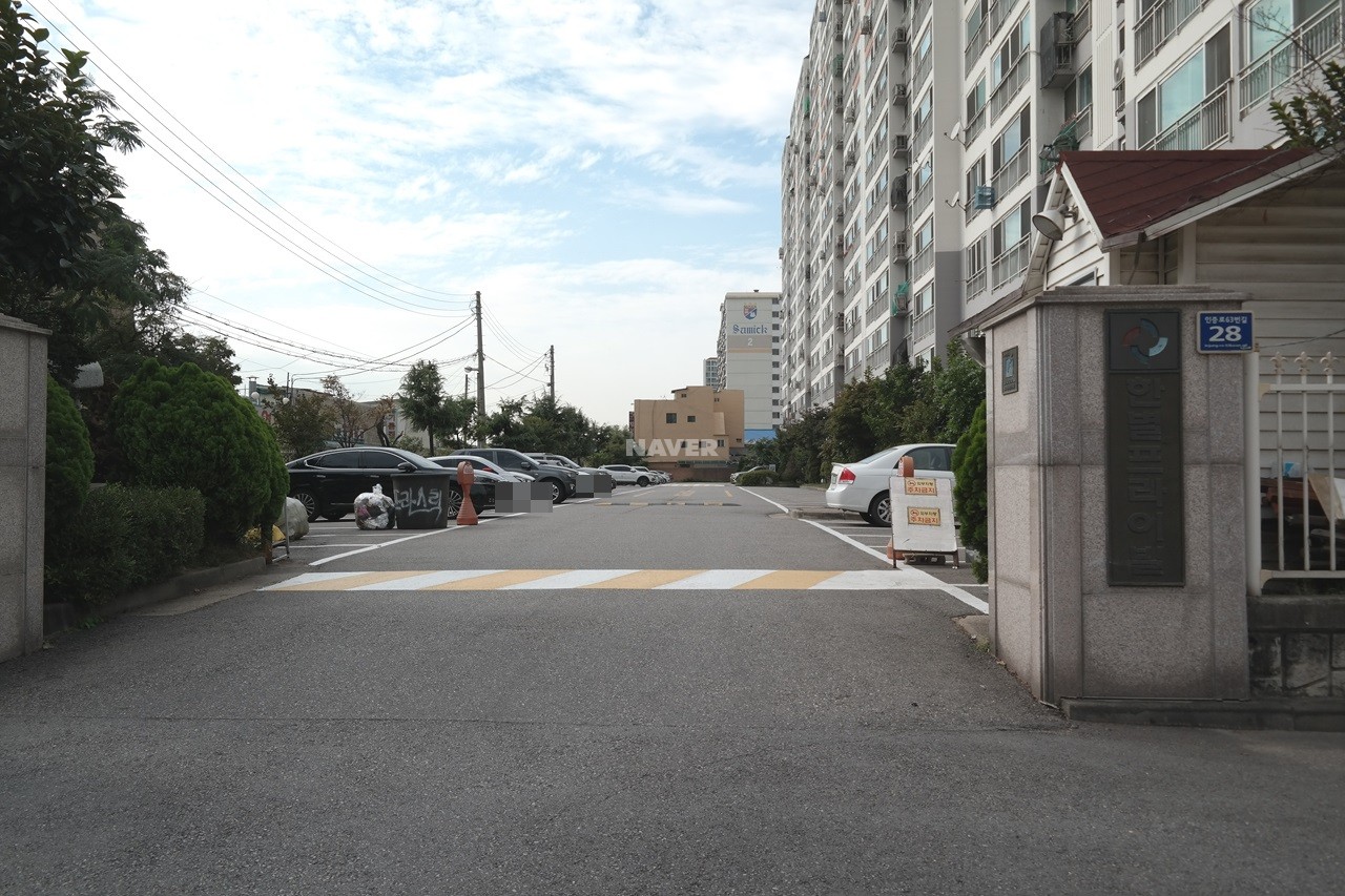 Building entrance with signage