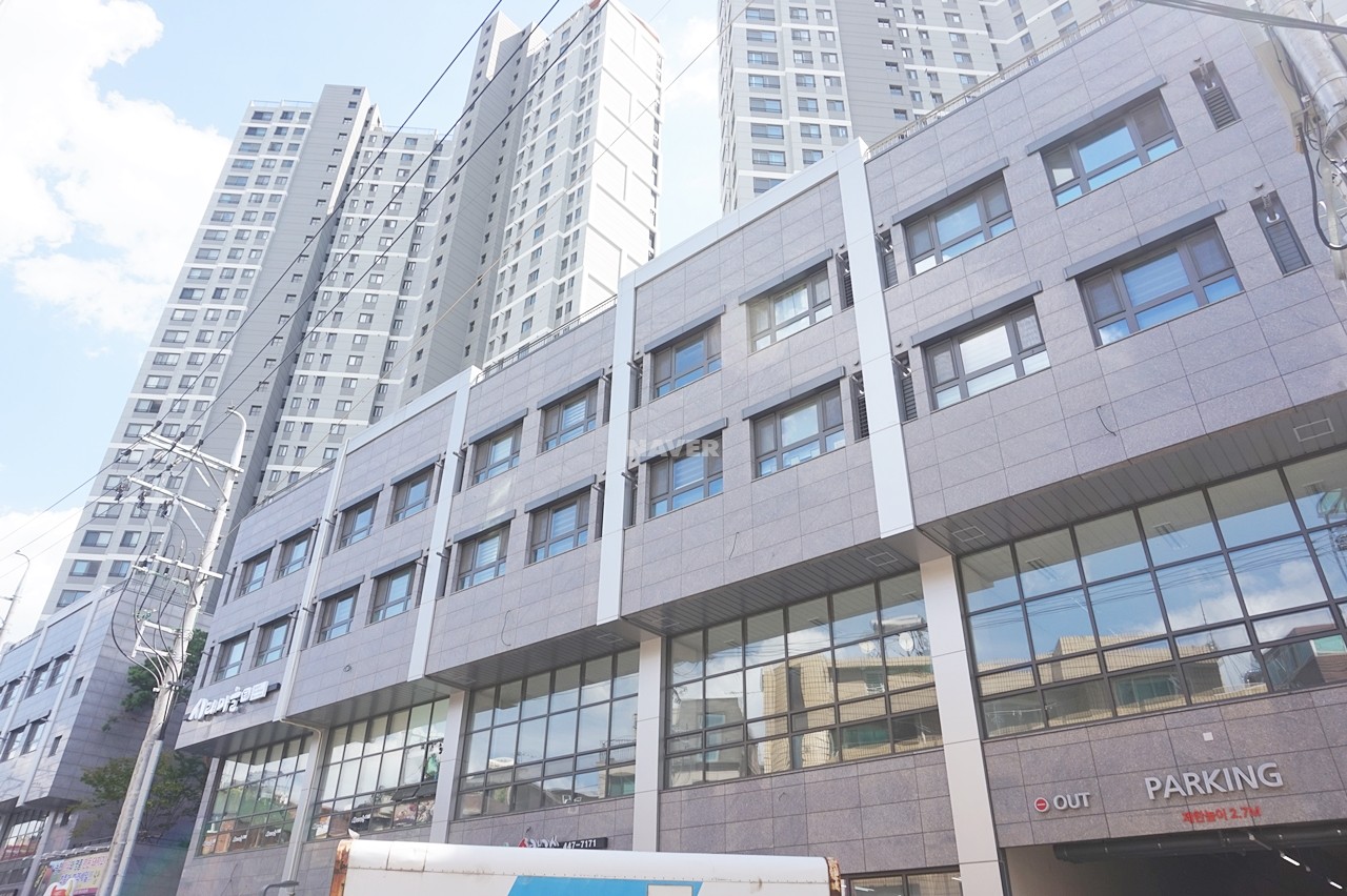 Building entrance with signage
