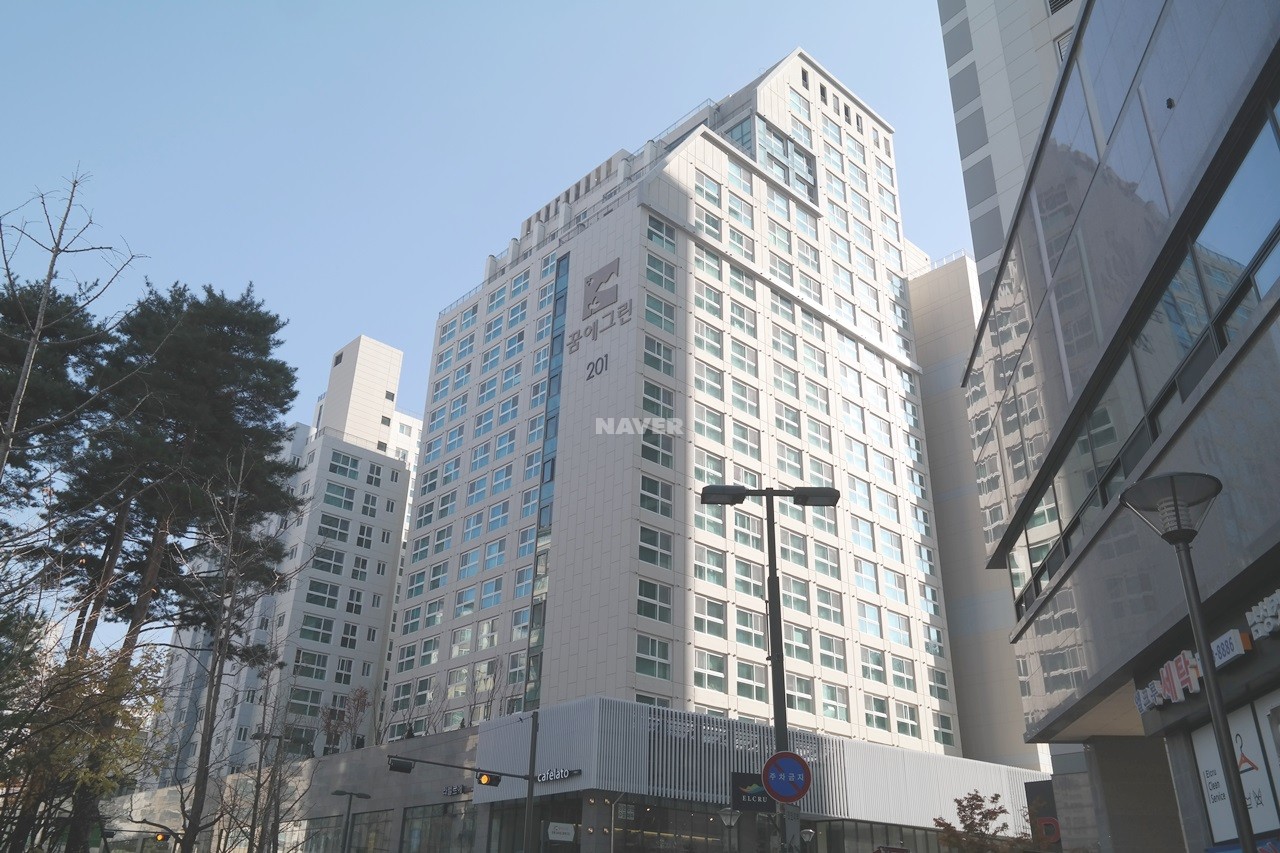Building entrance with signage