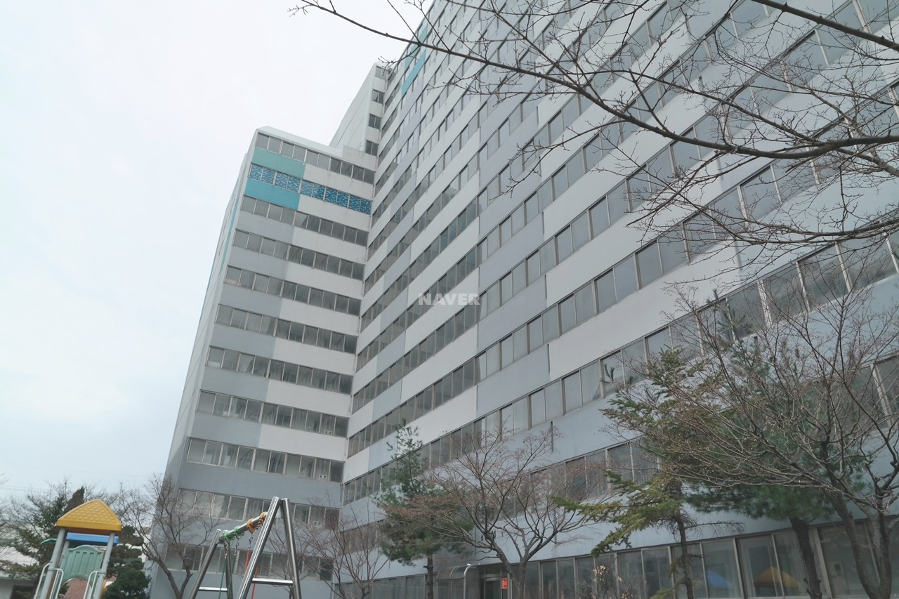 Building entrance with signage