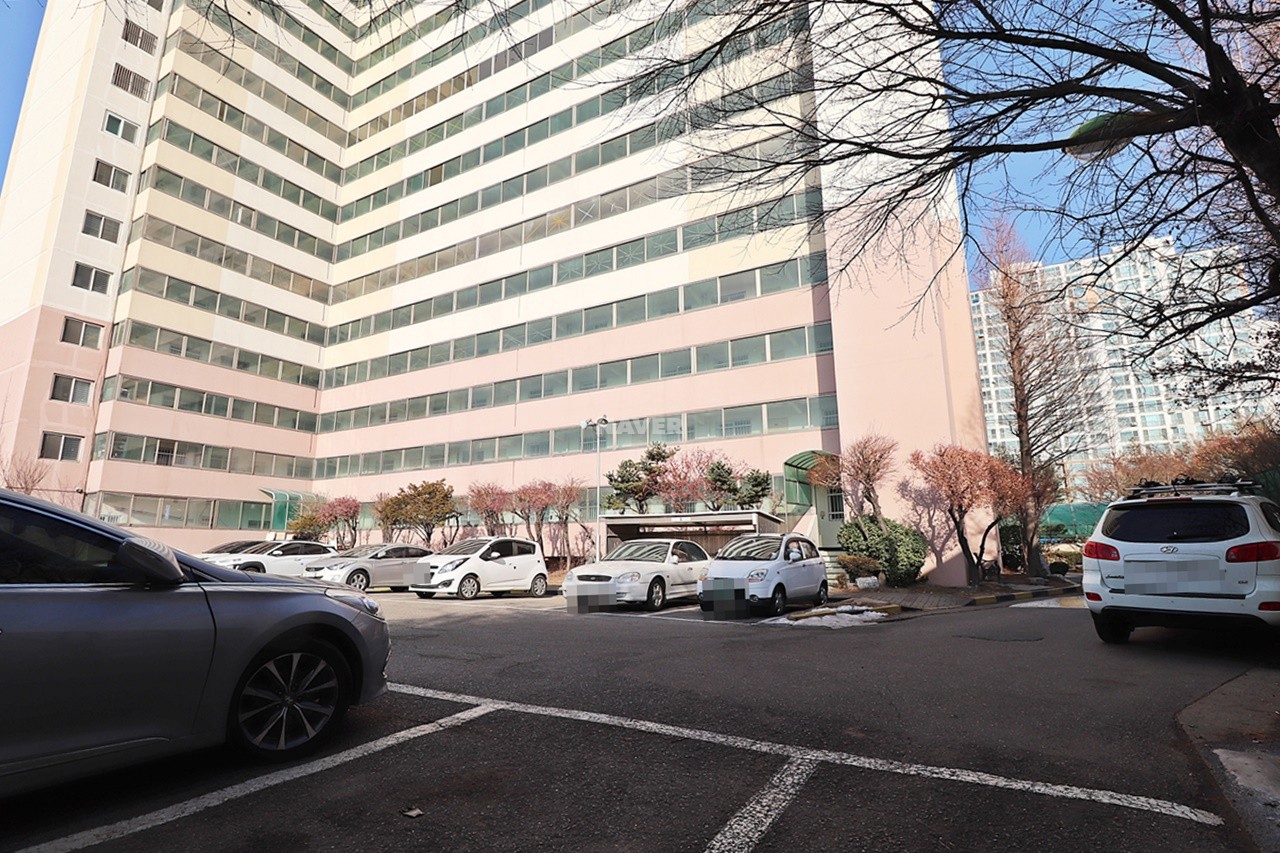 Building entrance with signage