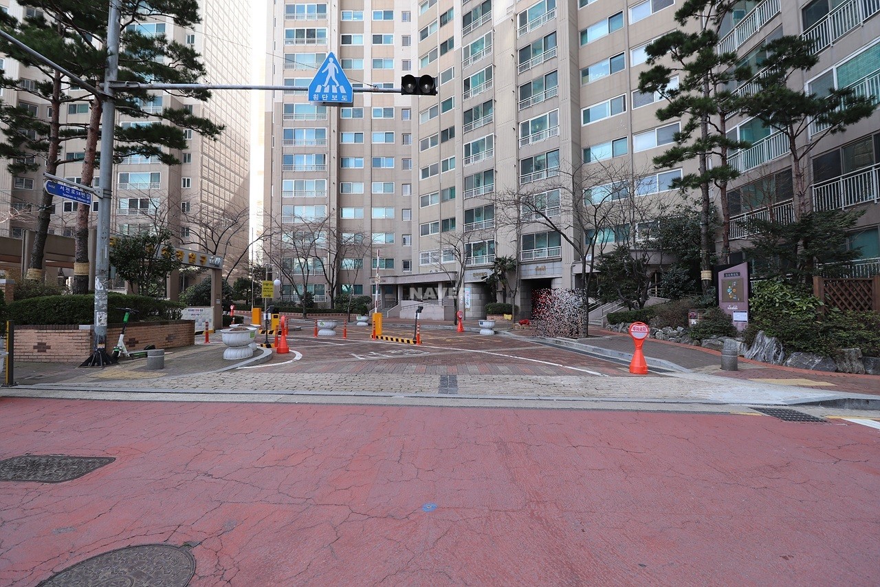 Building entrance with signage