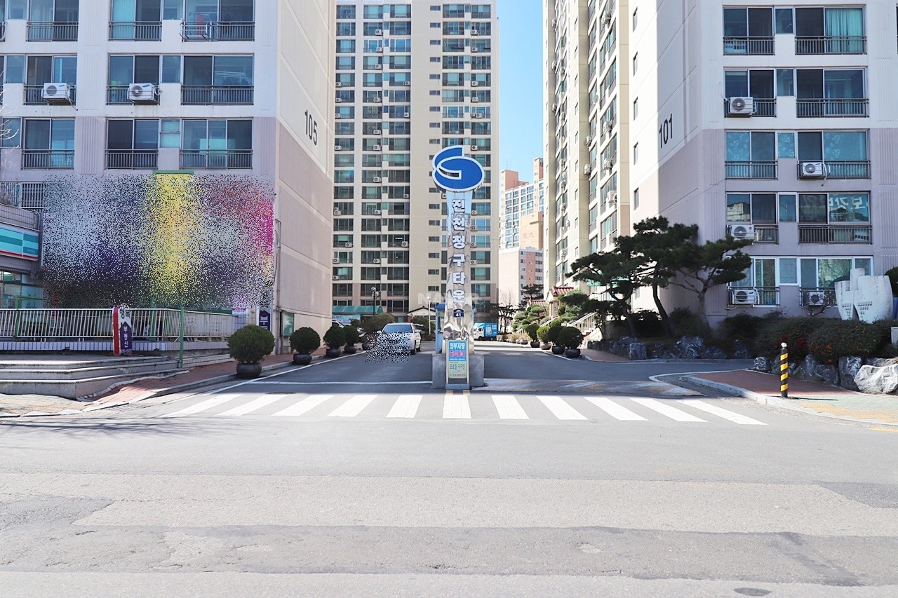 Building entrance with signage