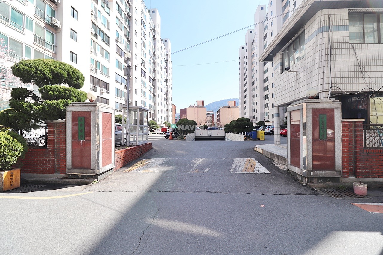 Building entrance with signage