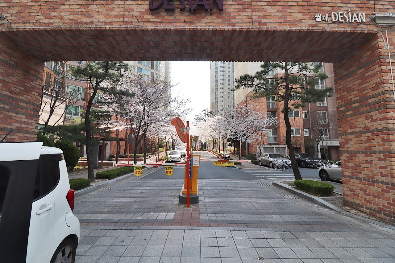 Building entrance with signage