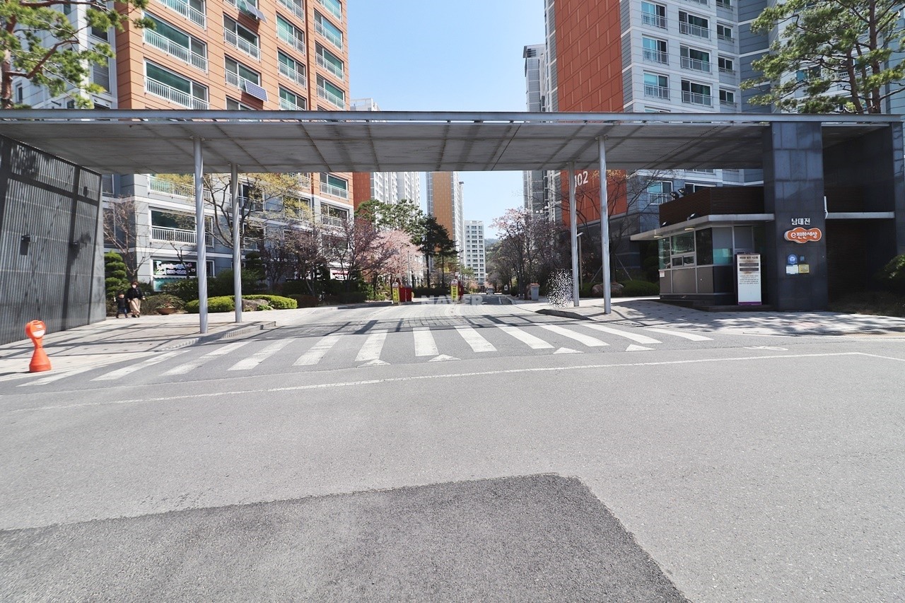 Building entrance with signage