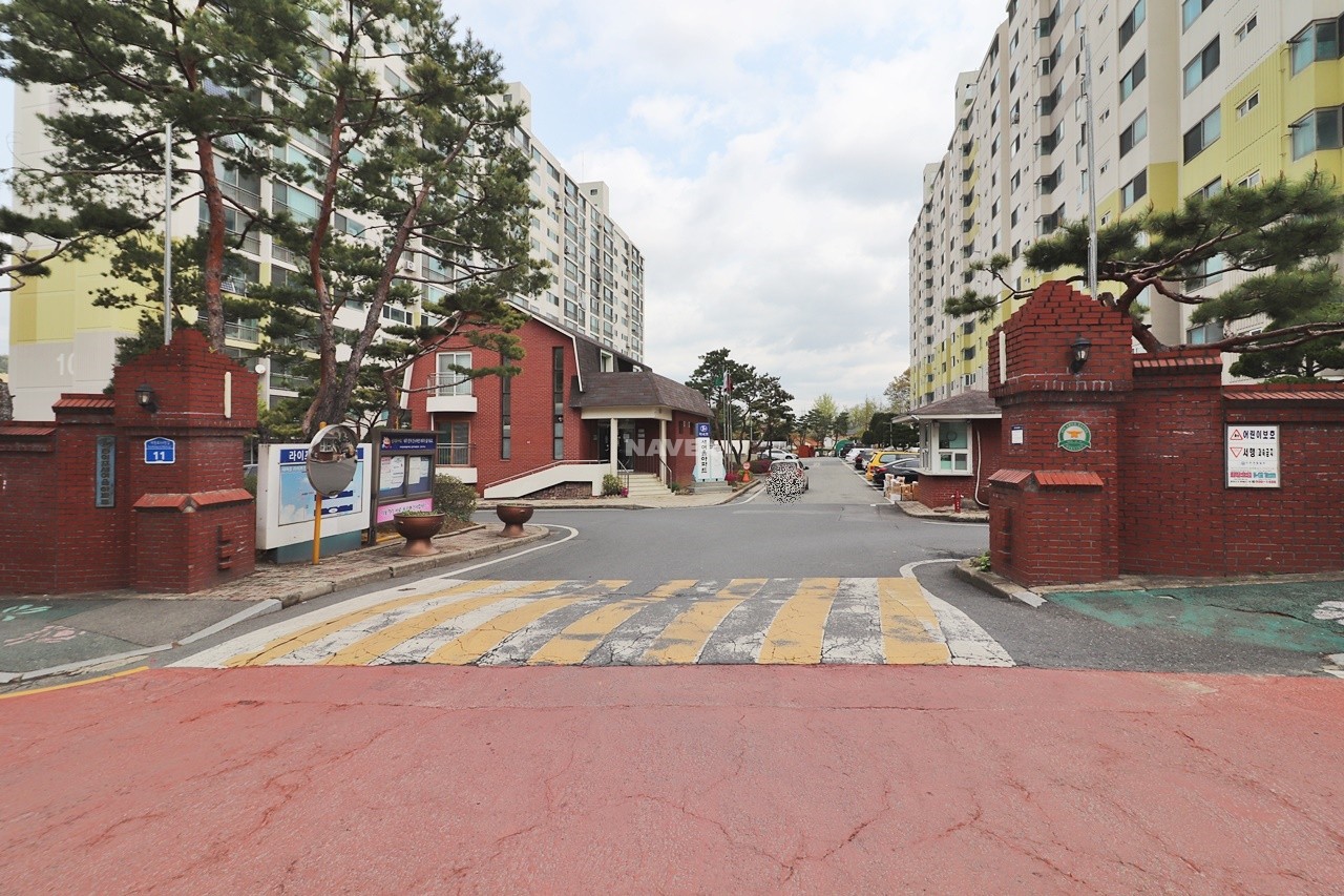 Building entrance with signage