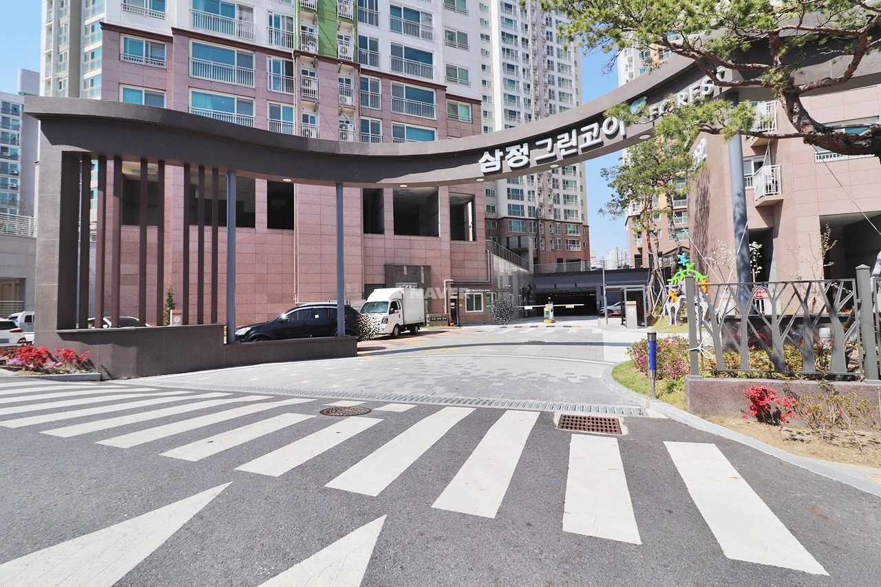 Building entrance with signage
