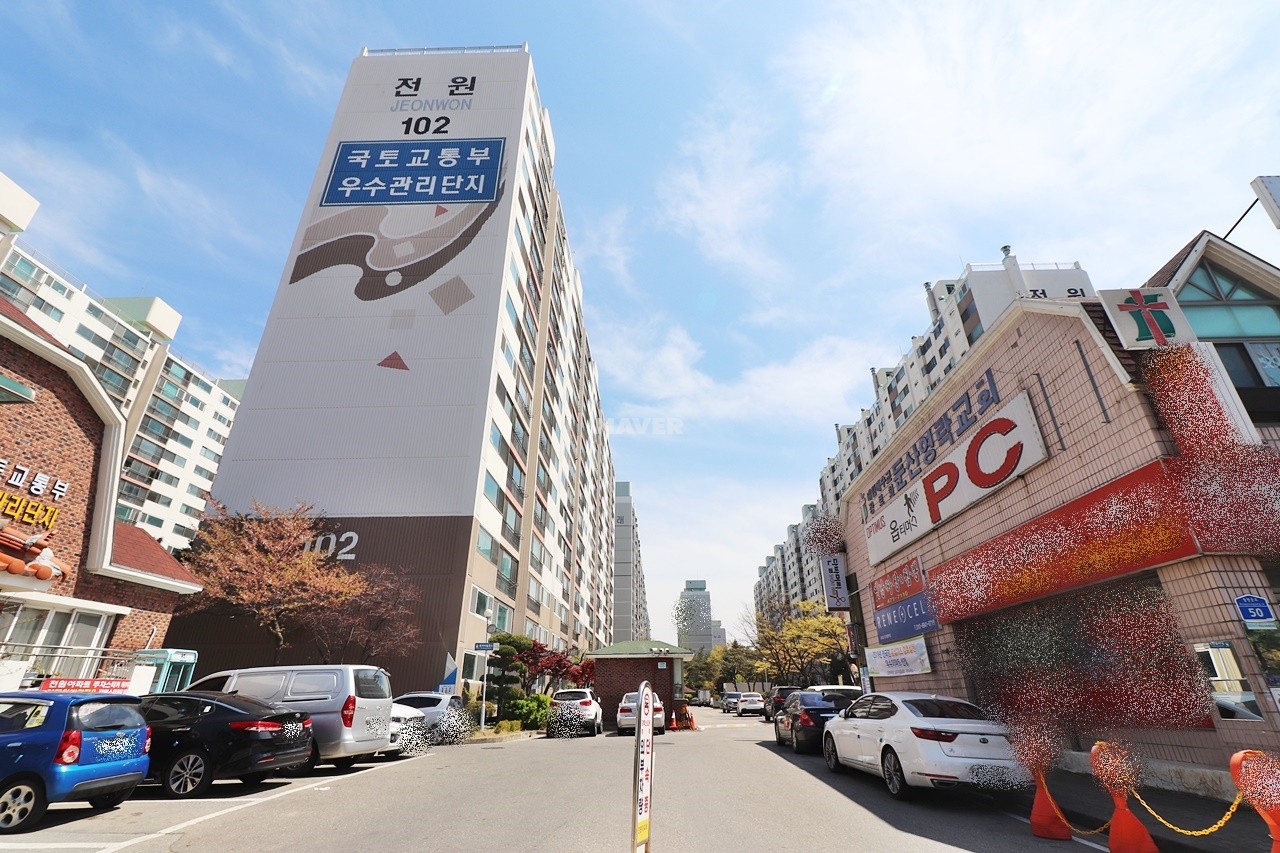 Building entrance with signage