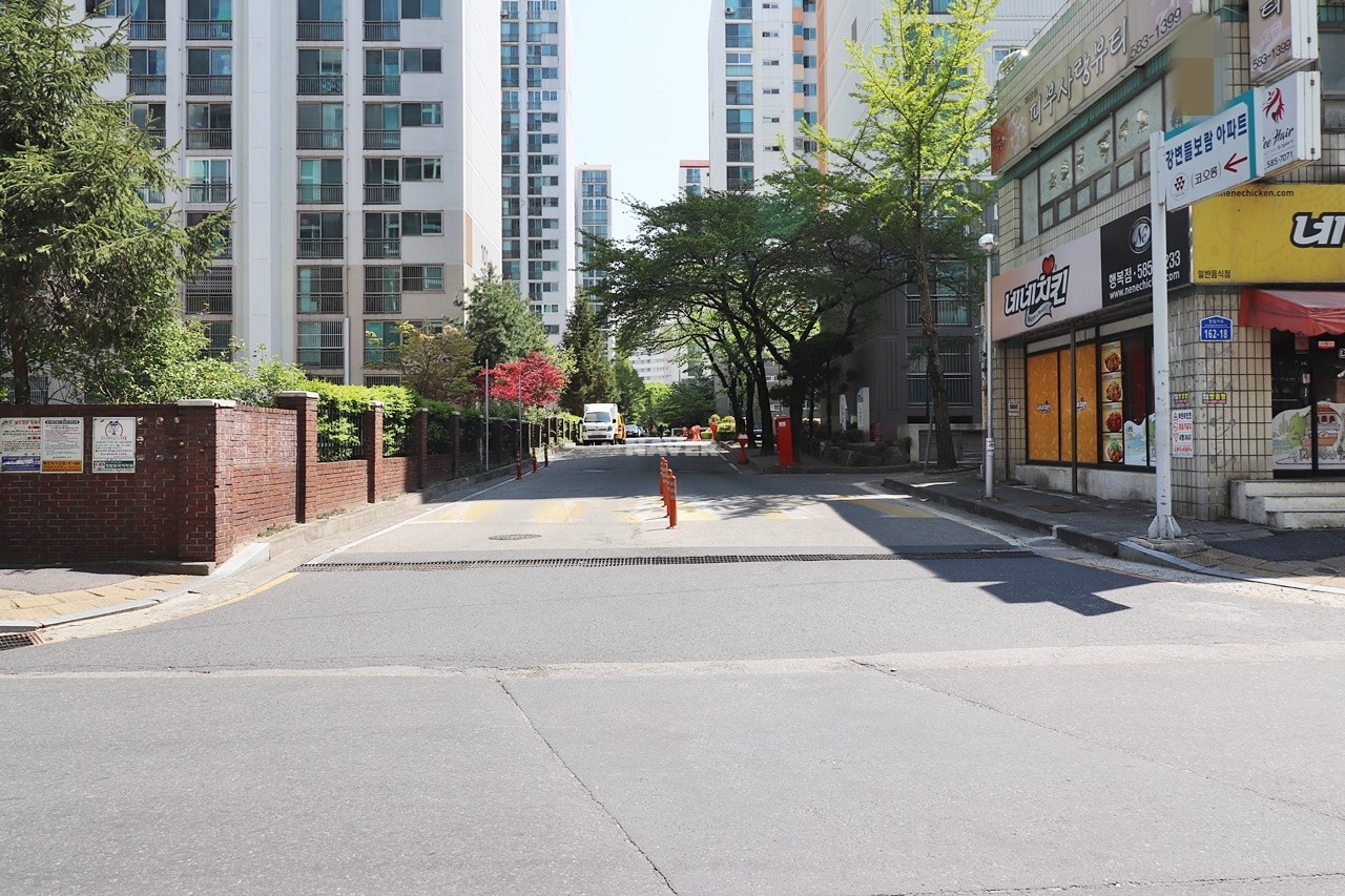 Building entrance with signage