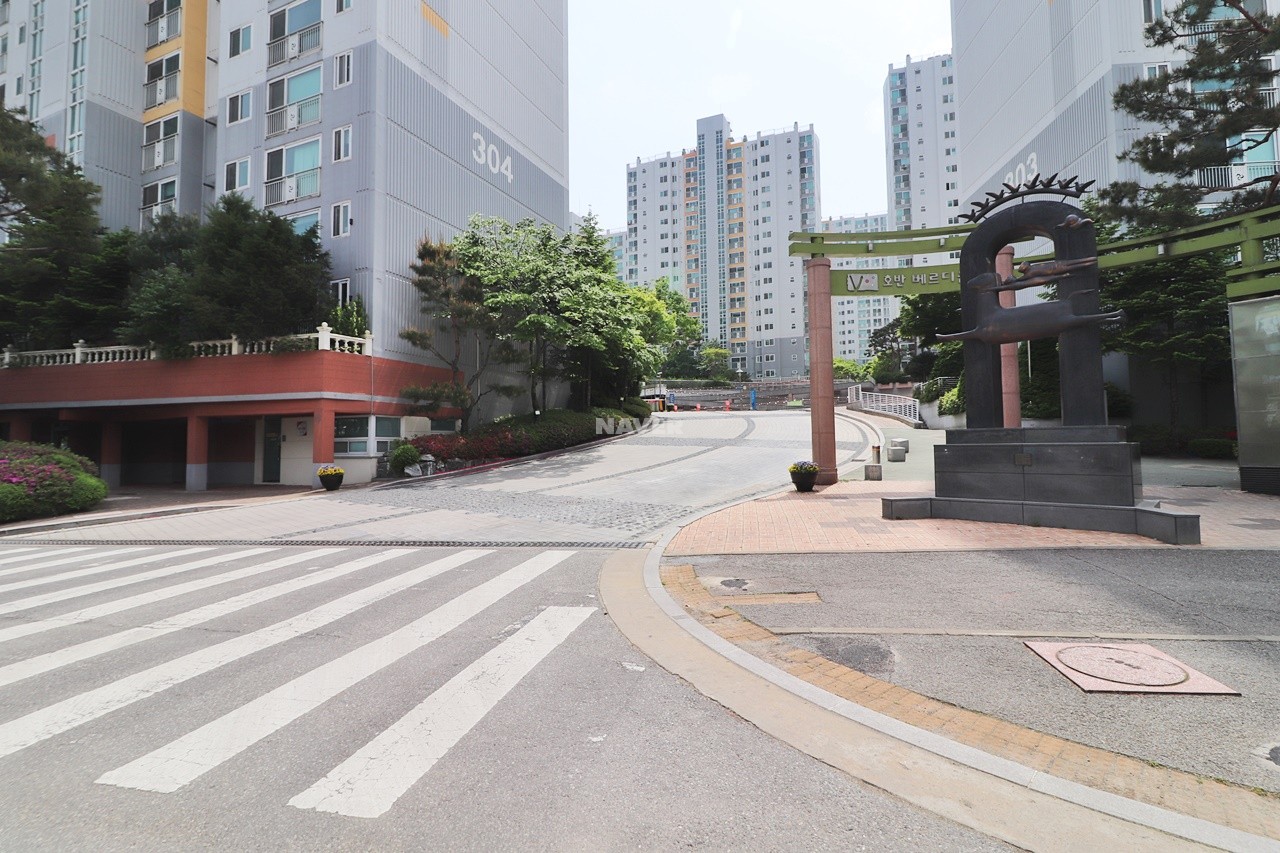 Building entrance with signage