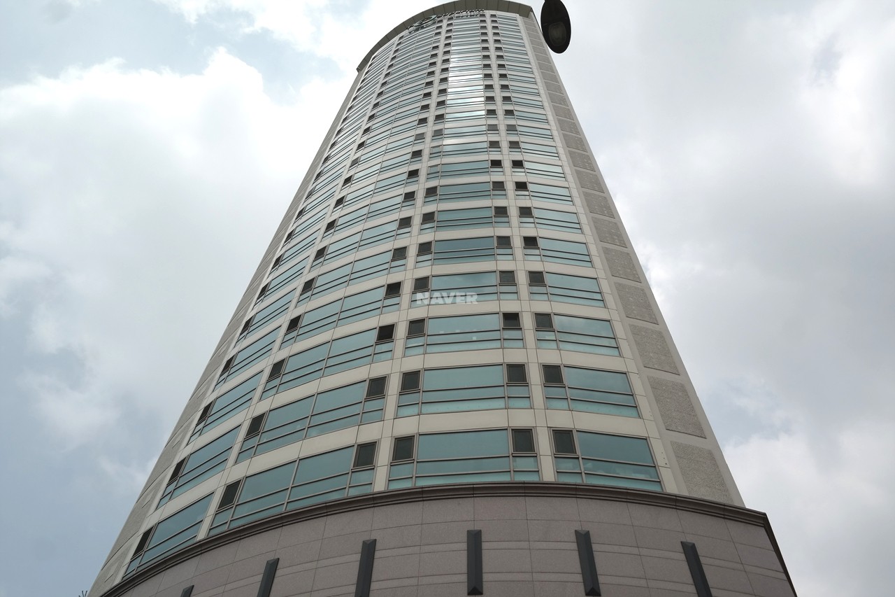 Building entrance with signage