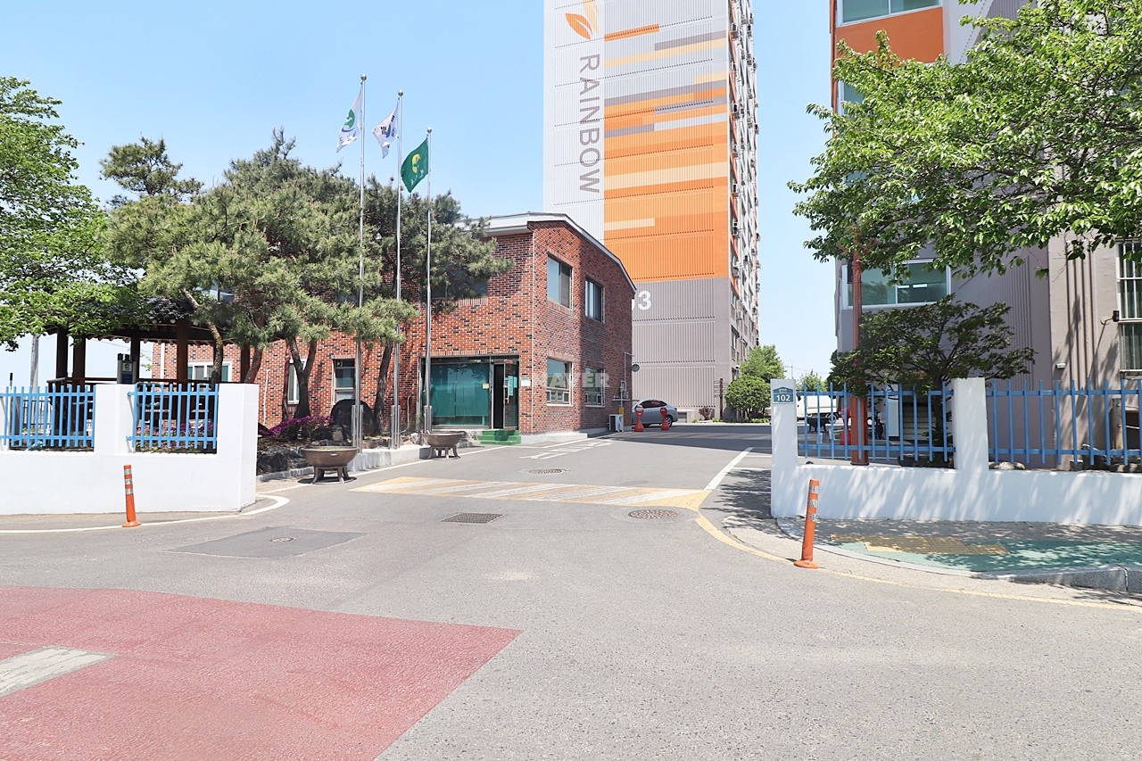 Building entrance with signage