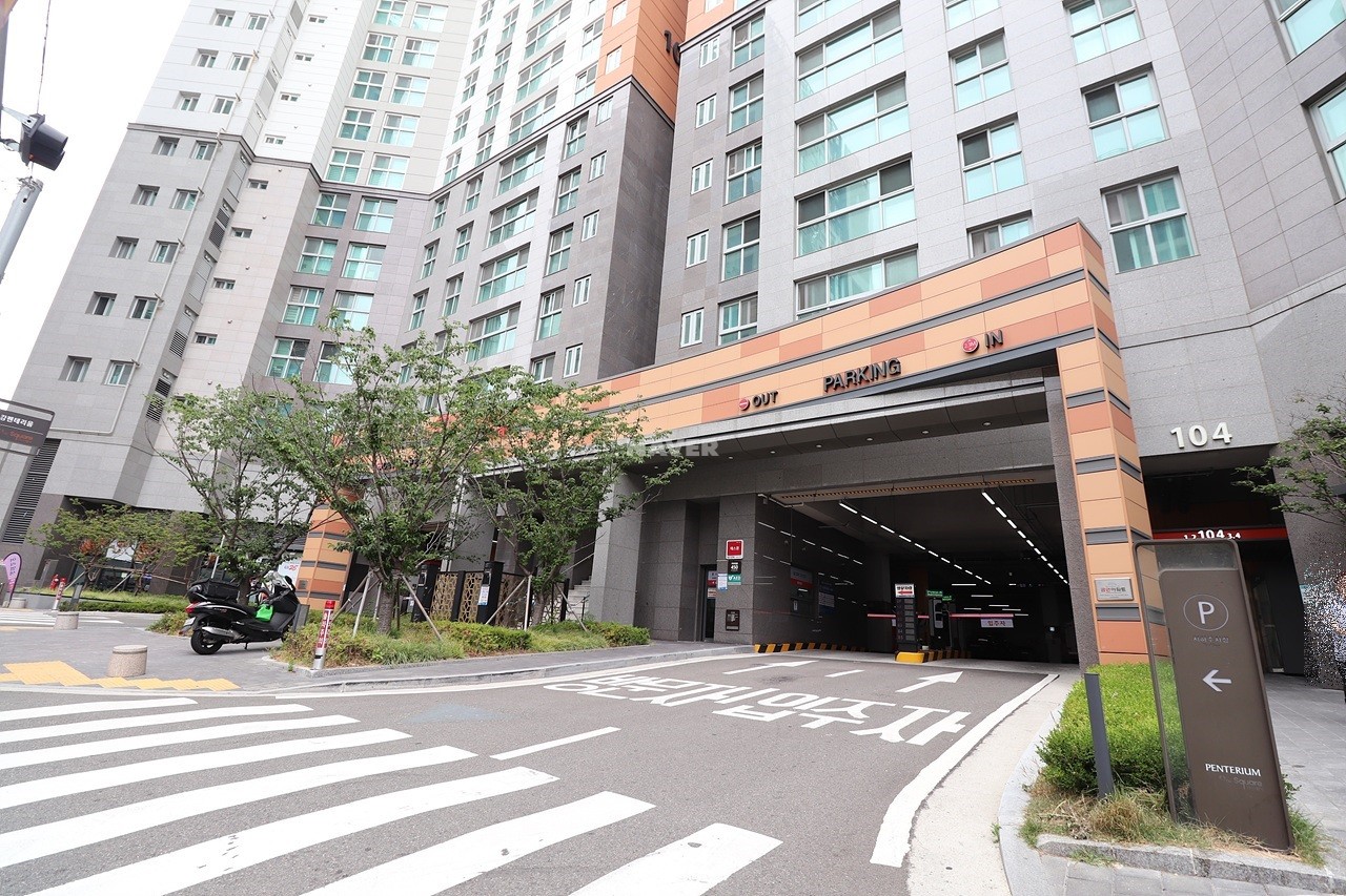 Building entrance with signage