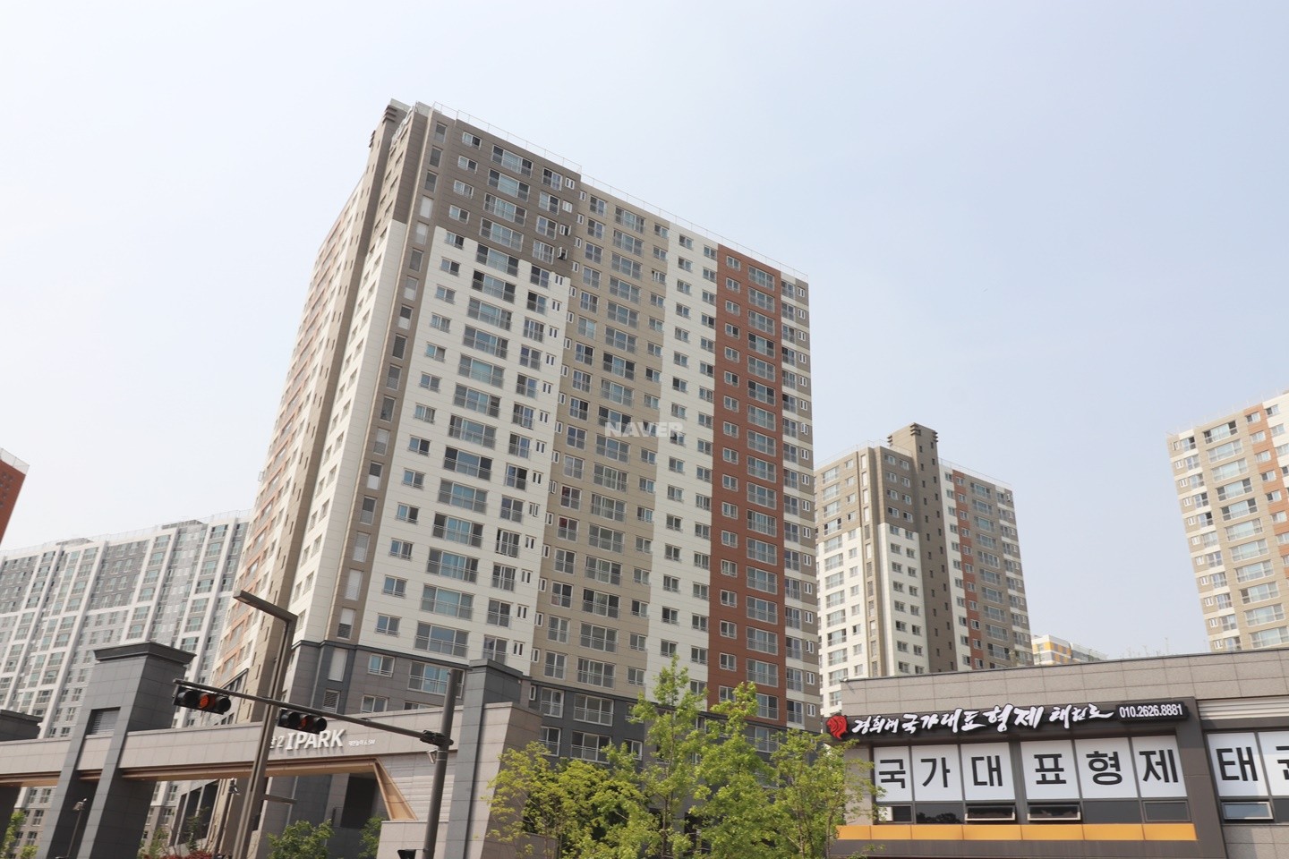 Building entrance with signage