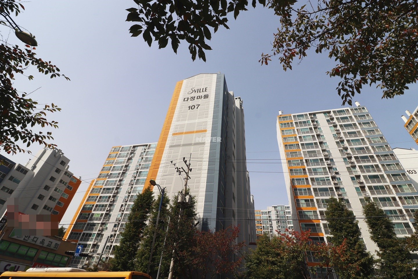 Building entrance with signage
