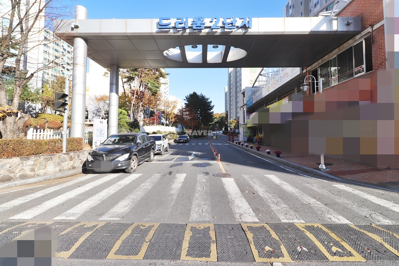 Building entrance with signage